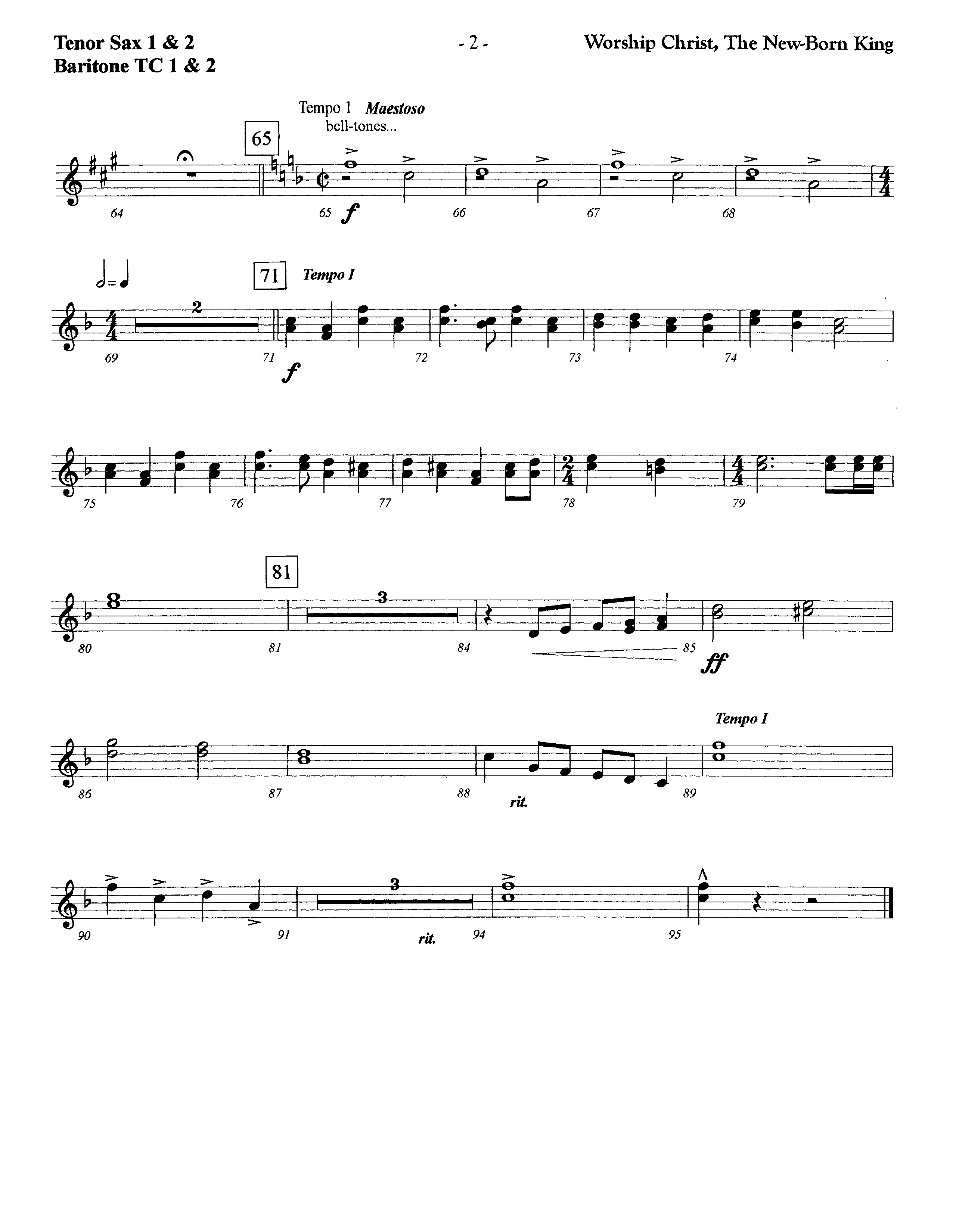 Worship Christ The Newborn King (Instrumental) Tenor Sax/Baritone T.C. (Lifeway Worship / Arr. Jeff Cranfill)