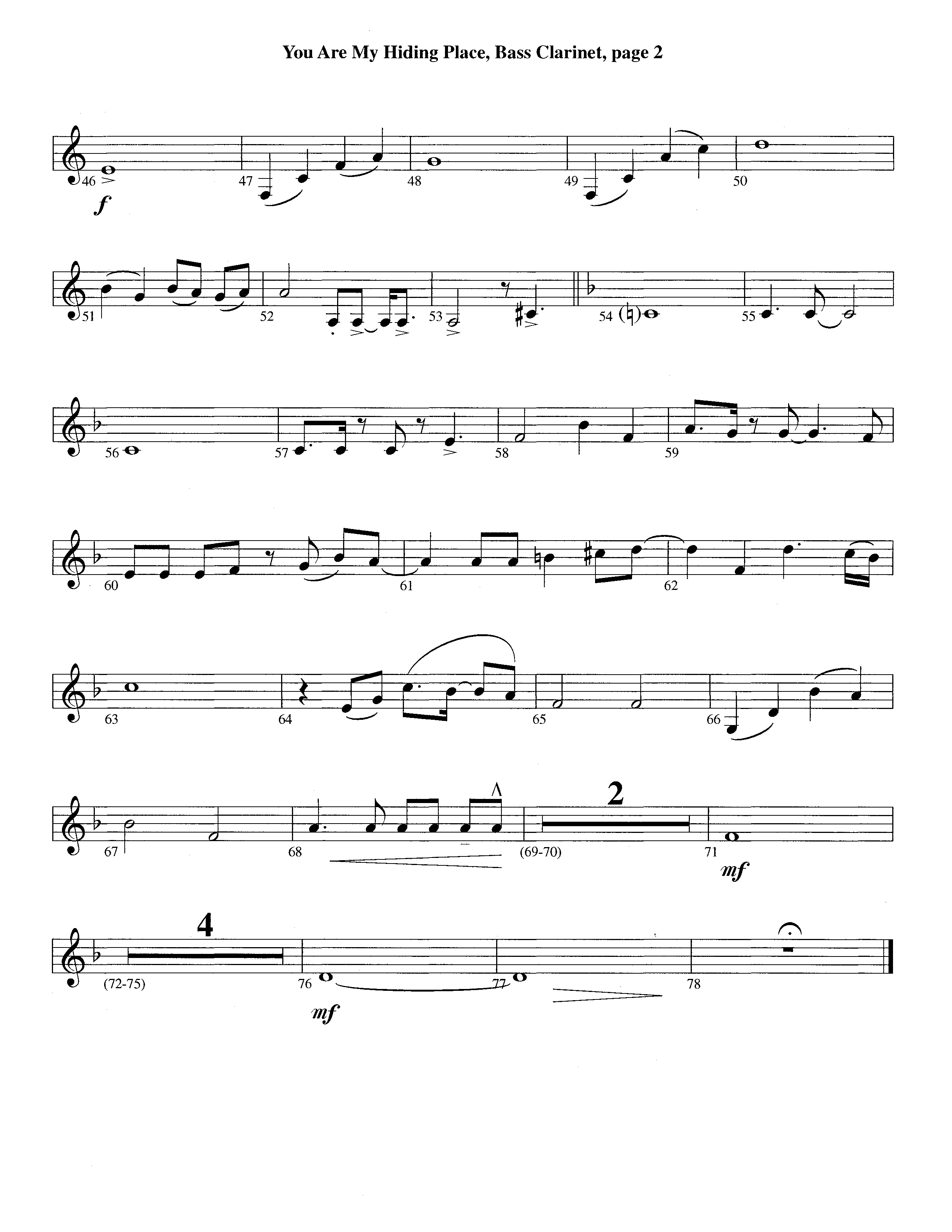 You Are My Hiding Place (Instrumental) Bass Clarinet (Lifeway Worship / Arr. Michael Lawrence)