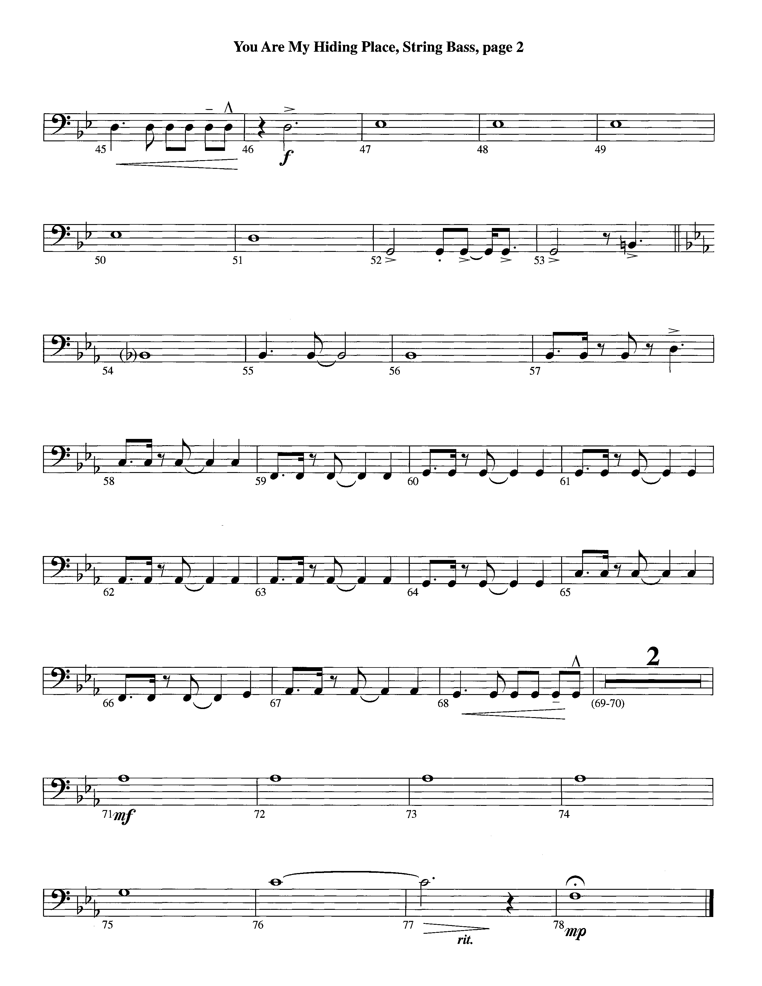 You Are My Hiding Place (Instrumental) Double Bass (Lifeway Worship / Arr. Michael Lawrence)