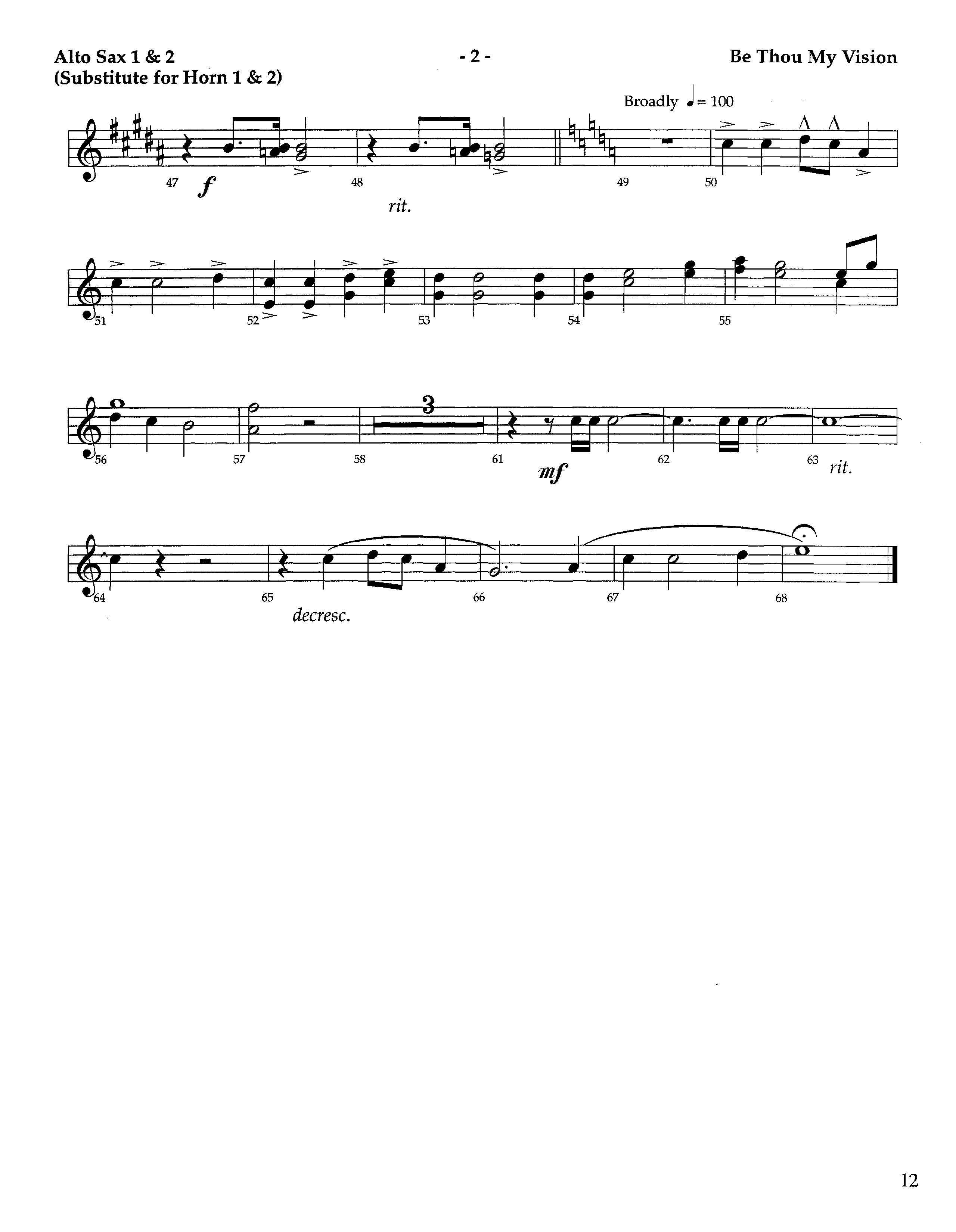 Be Thou My Vision (Instrumental) Alto Sax 1/2 (Lifeway Worship / Arr. Aaron Weitekamp)