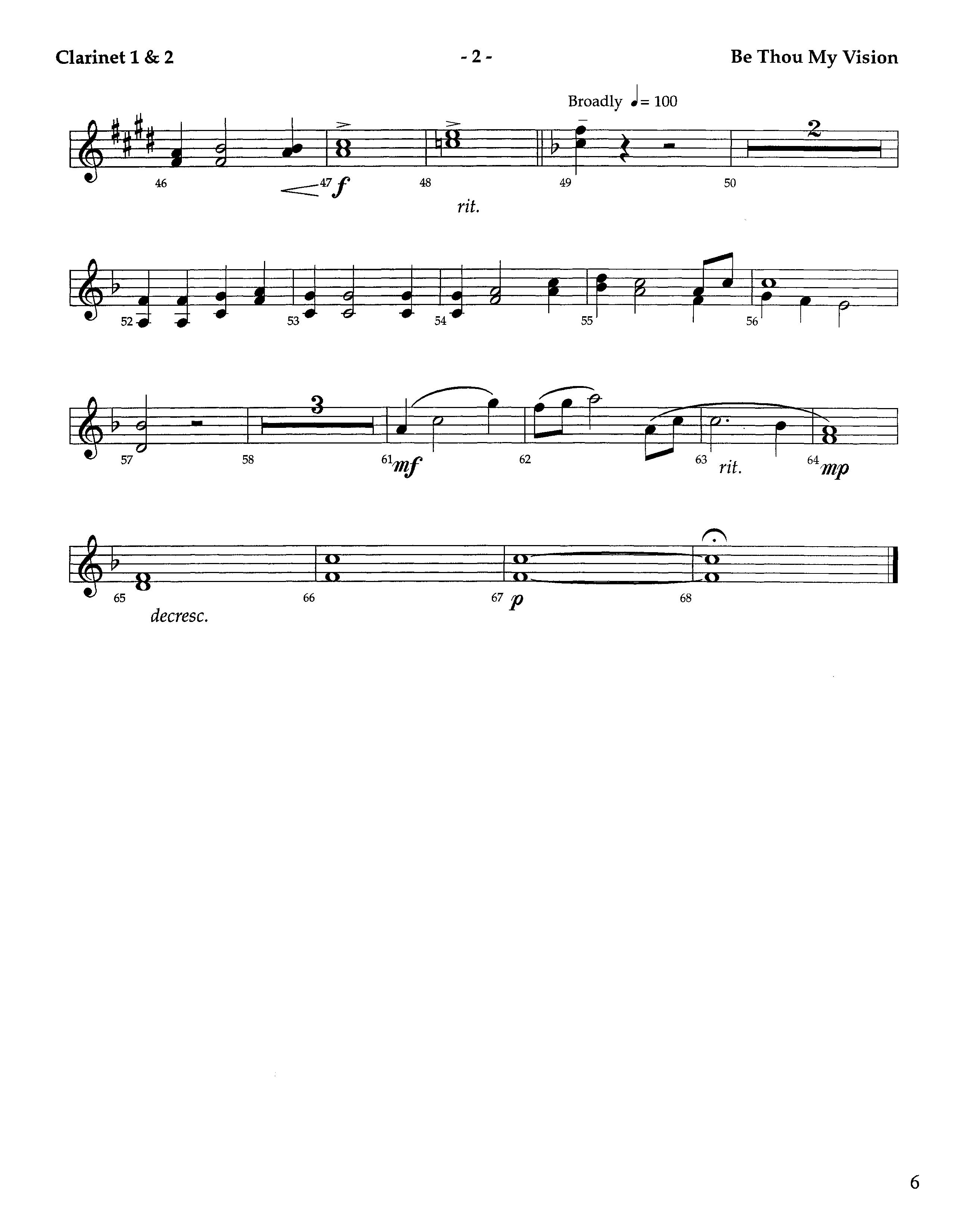 Be Thou My Vision (Instrumental) Clarinet 1/2 (Lifeway Worship / Arr. Aaron Weitekamp)