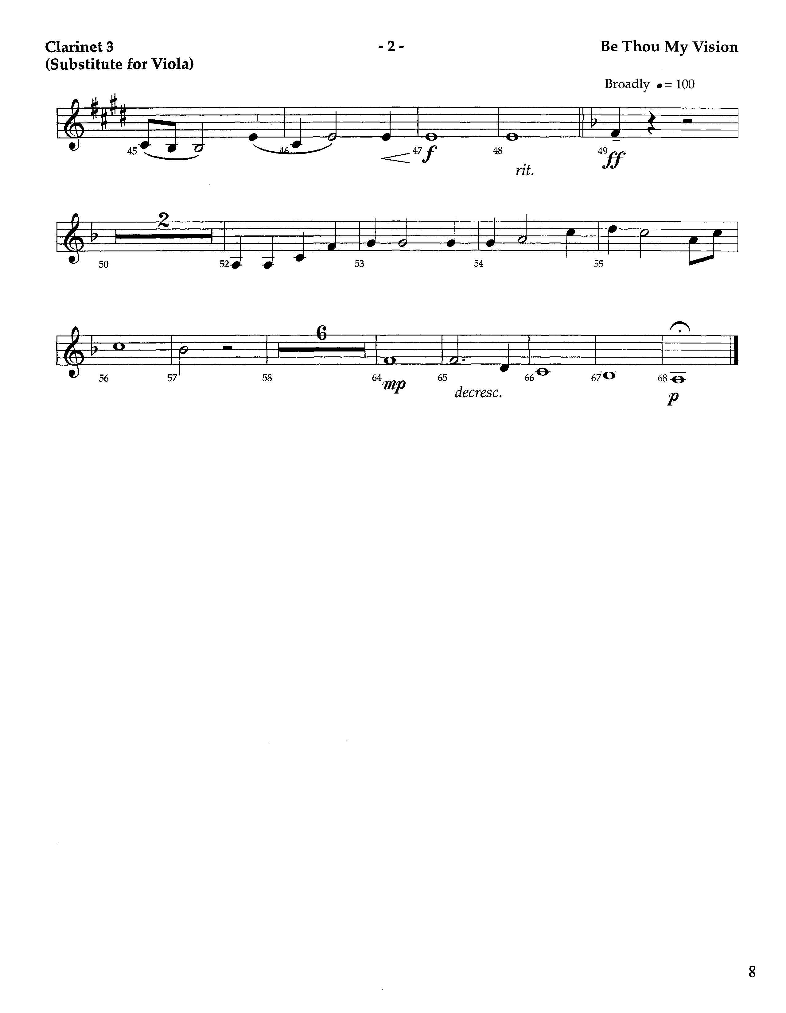 Be Thou My Vision (Instrumental) Clarinet 3 (Lifeway Worship / Arr. Aaron Weitekamp)