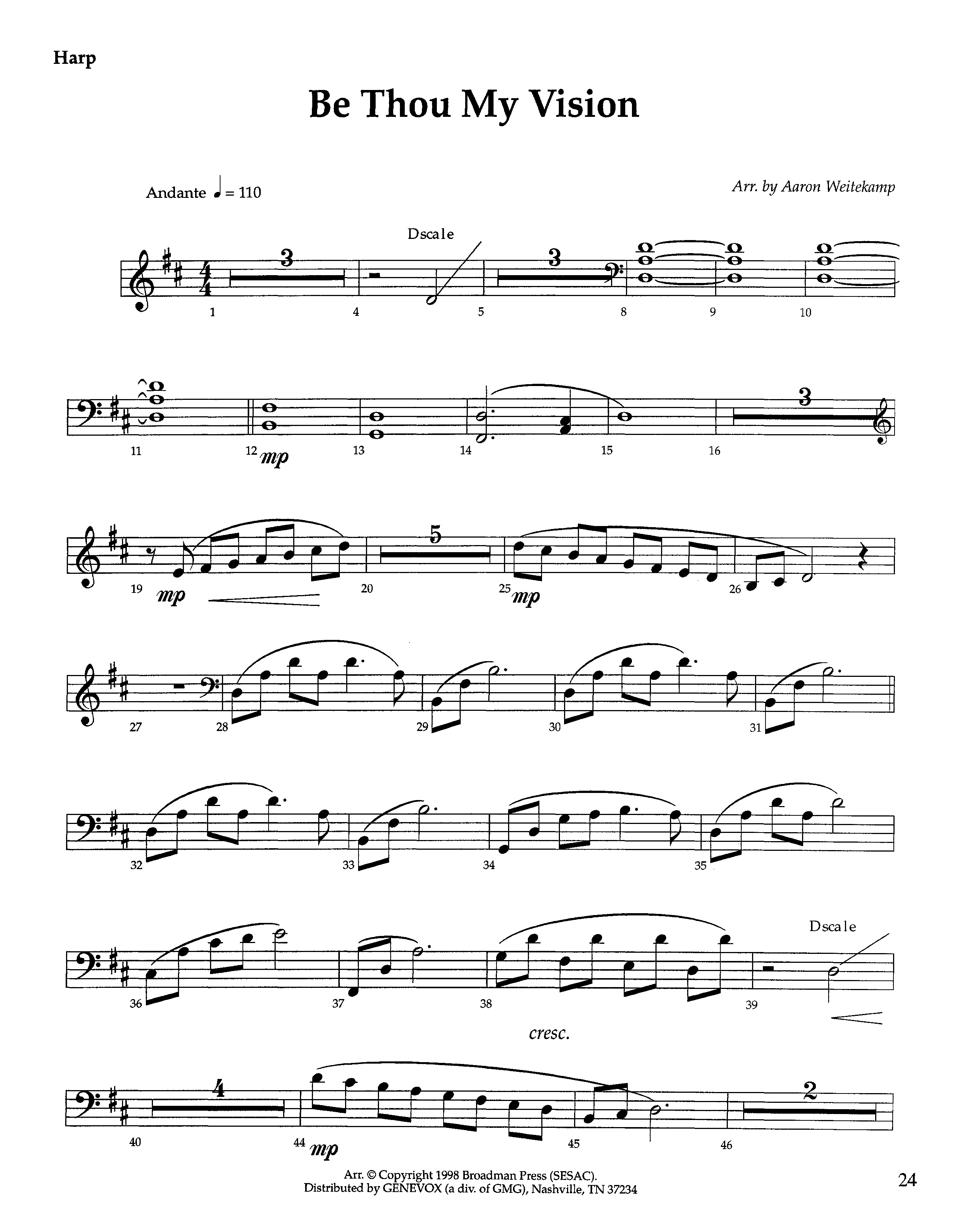 Be Thou My Vision (Instrumental) Harp (Lifeway Worship / Arr. Aaron Weitekamp)