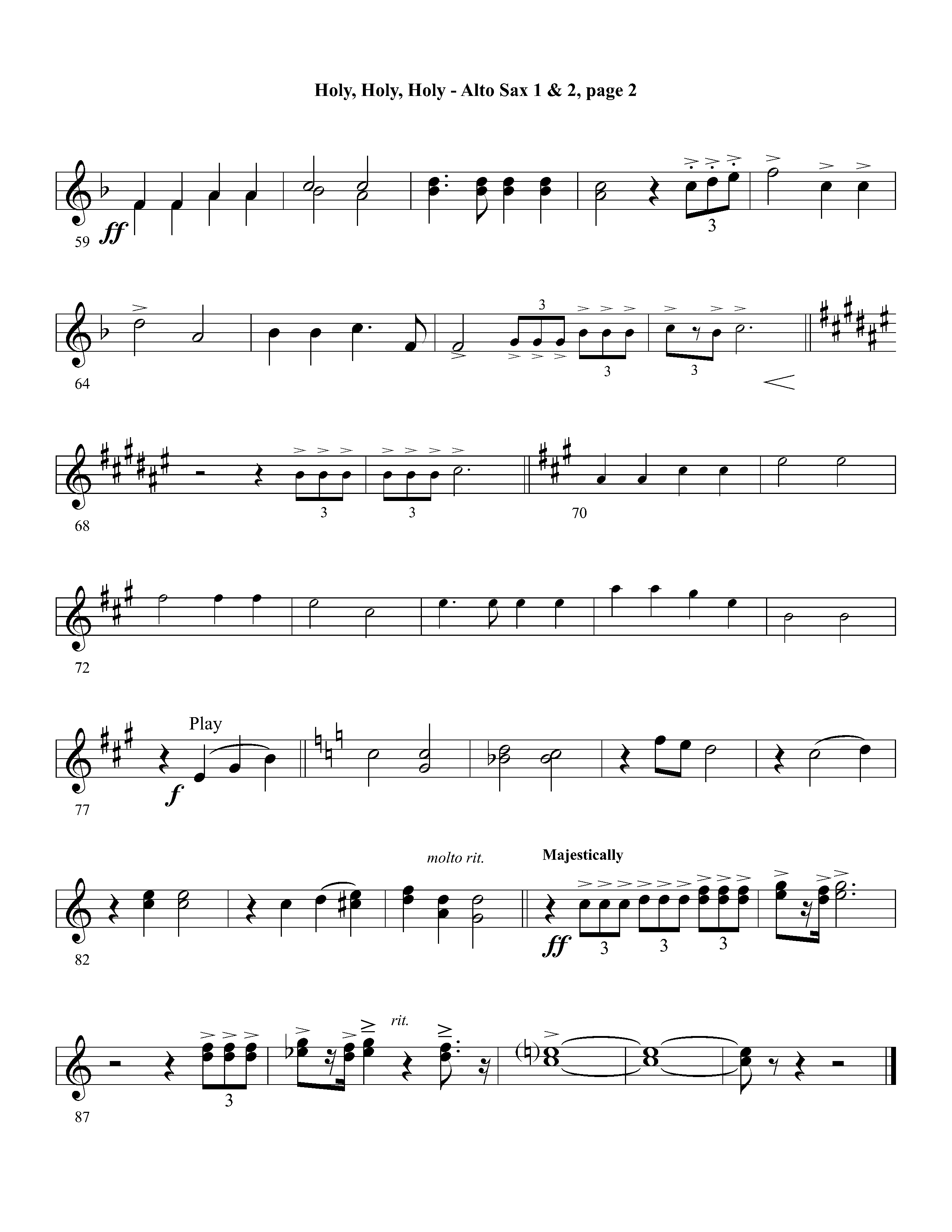Holy Holy Holy (Instrumental) Alto Sax 1/2 (Lifeway Worship / Arr. David Winkler)