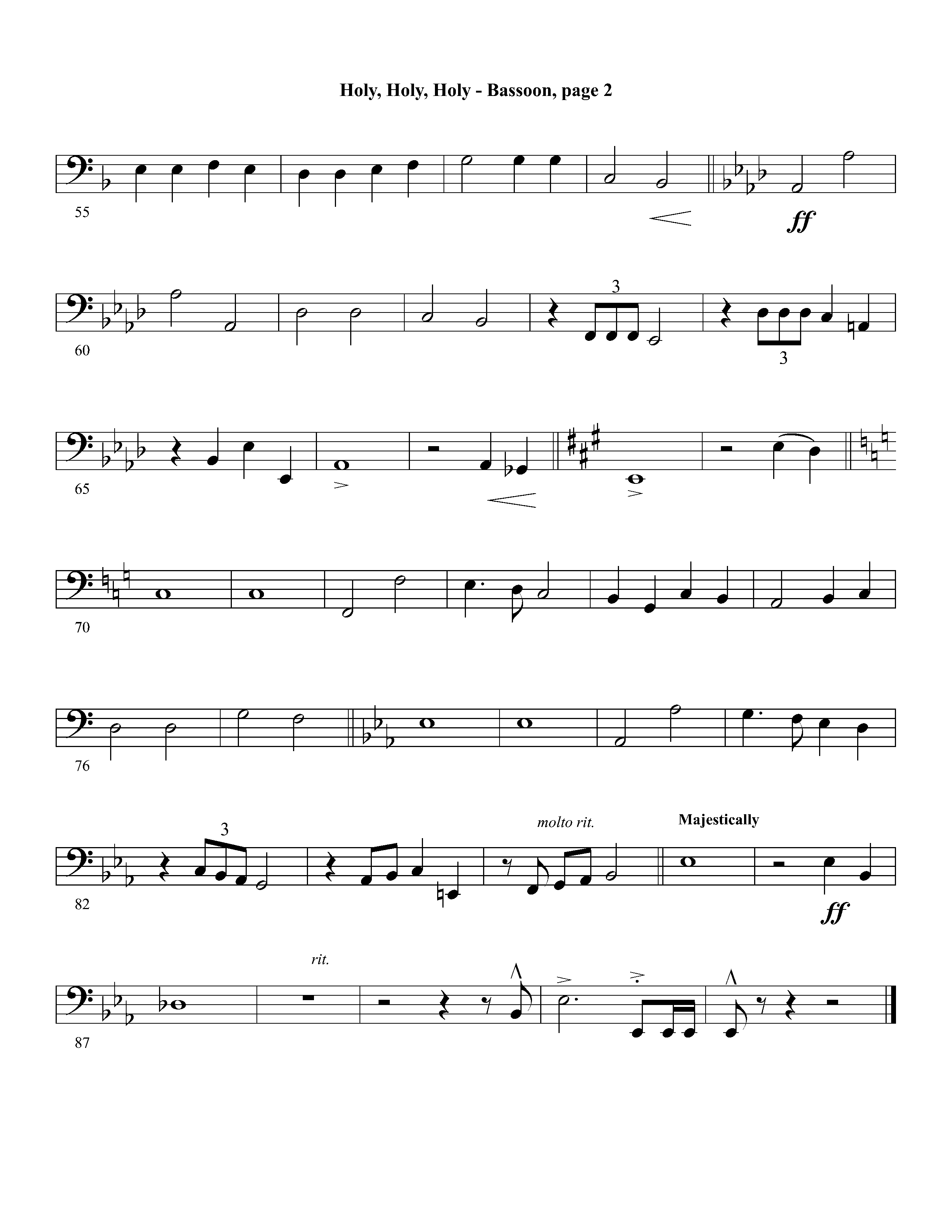 Holy Holy Holy (Instrumental) Bassoon (Lifeway Worship / Arr. David Winkler)