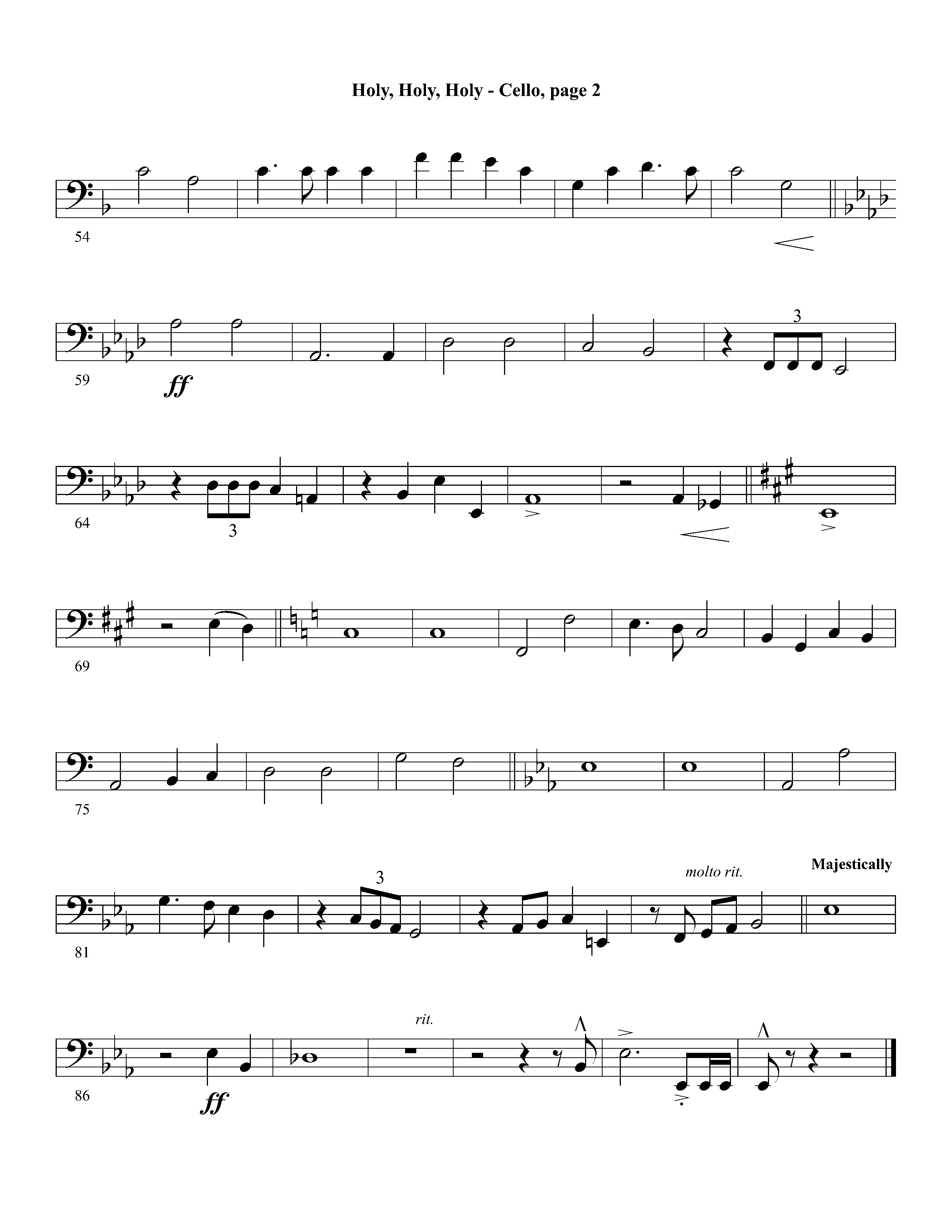 Holy Holy Holy (Instrumental) Cello (Lifeway Worship / Arr. David Winkler)