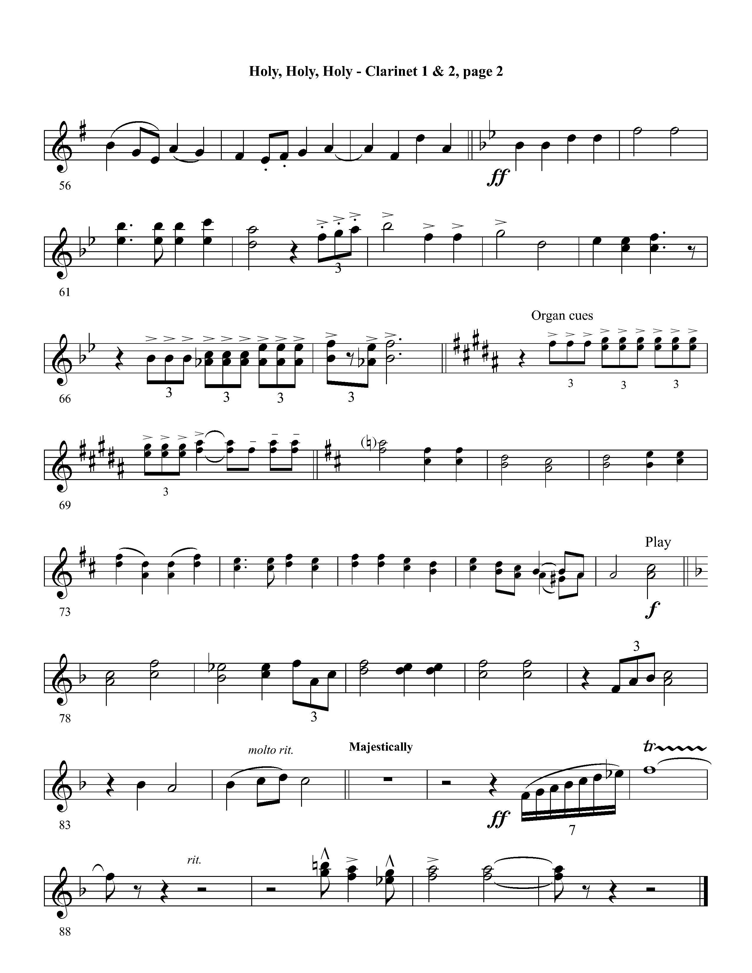 Holy Holy Holy (Instrumental) Clarinet 1/2 (Lifeway Worship / Arr. David Winkler)