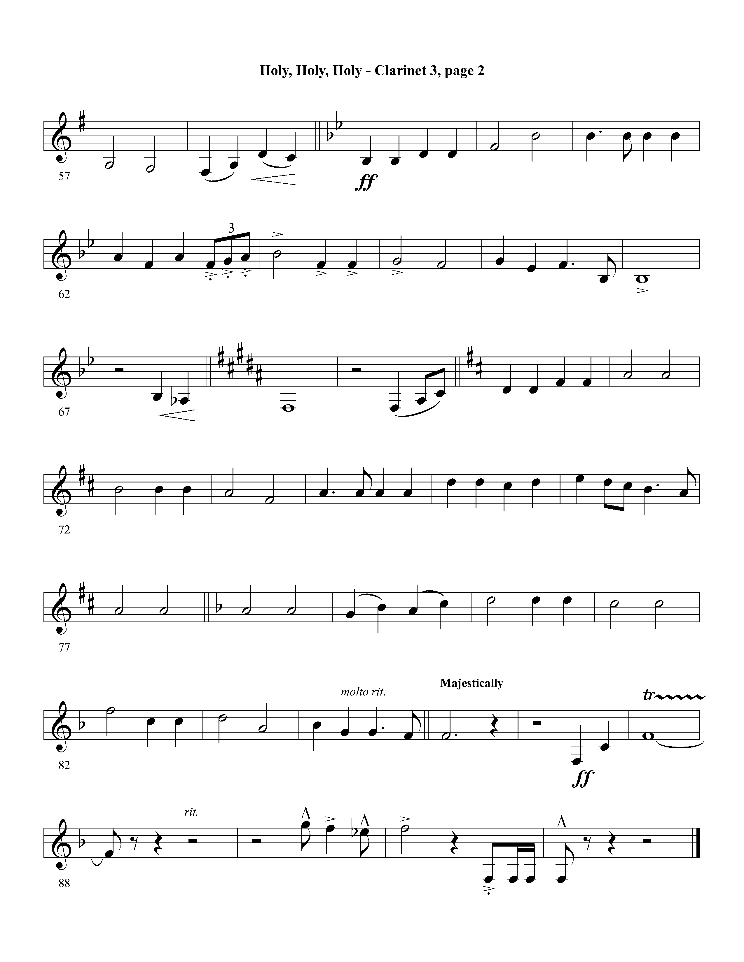 Holy Holy Holy (Instrumental) Clarinet 3 (Lifeway Worship / Arr. David Winkler)