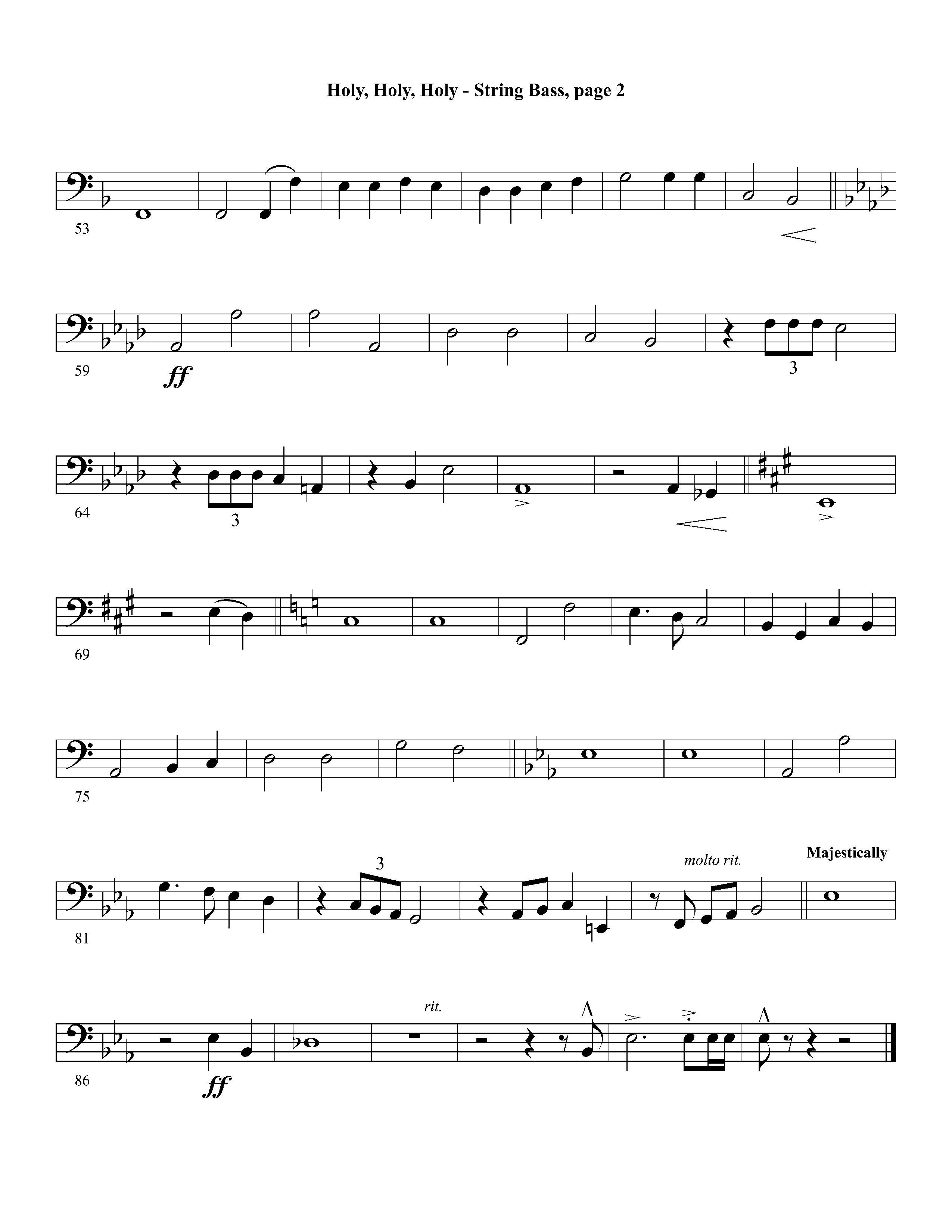 Holy Holy Holy (Instrumental) Double Bass (Lifeway Worship / Arr. David Winkler)