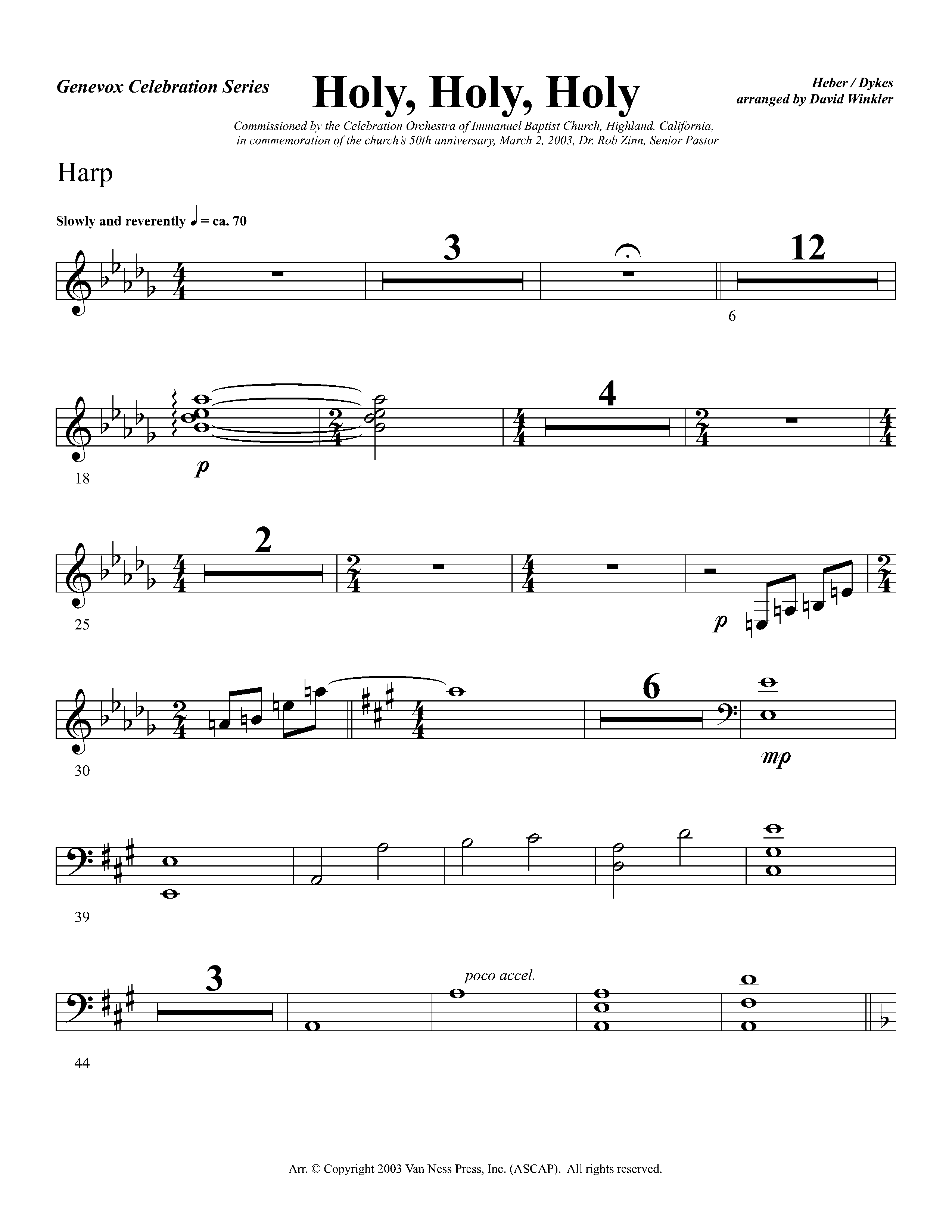 Holy Holy Holy (Instrumental) Harp (Lifeway Worship / Arr. David Winkler)