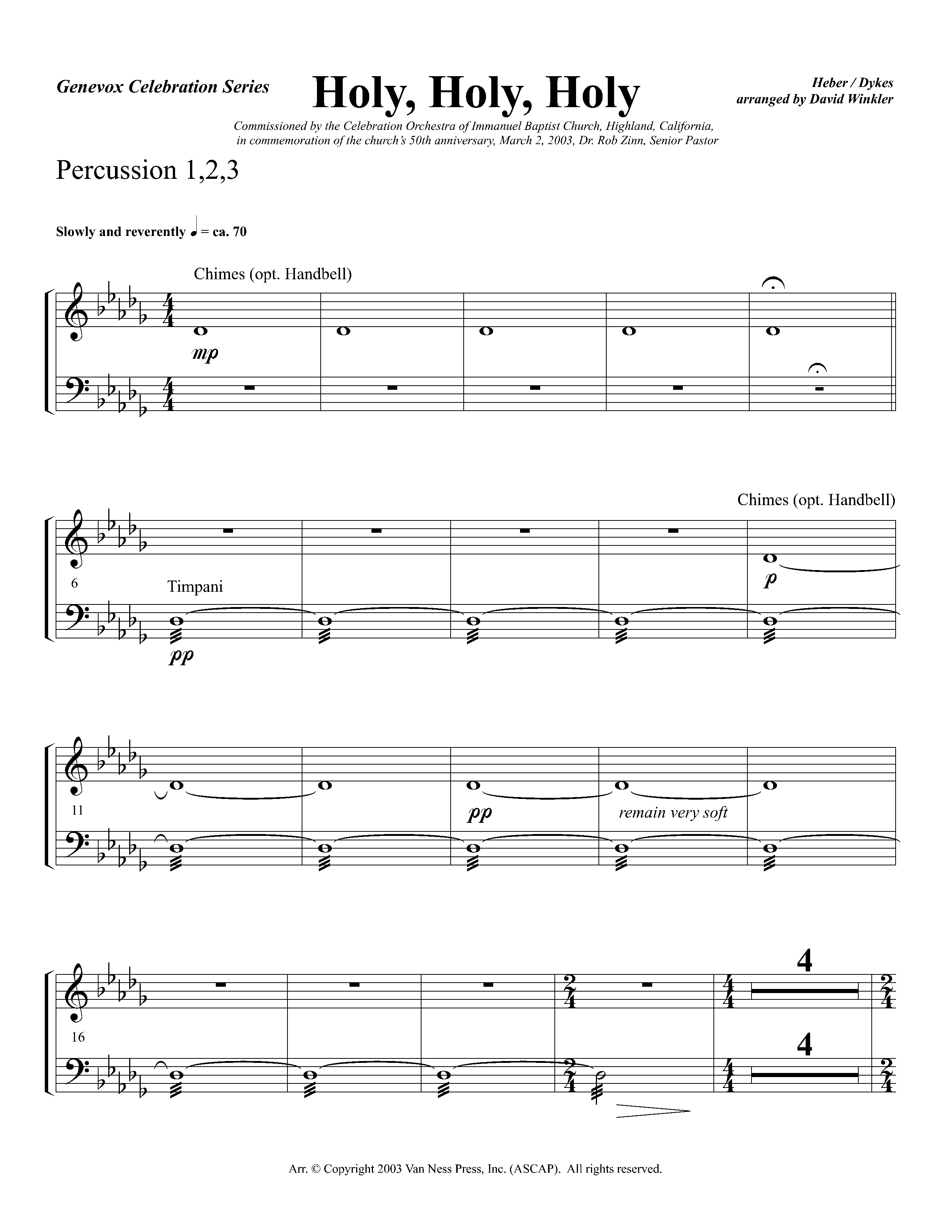 Holy Holy Holy (Instrumental) Percussion (Lifeway Worship / Arr. David Winkler)