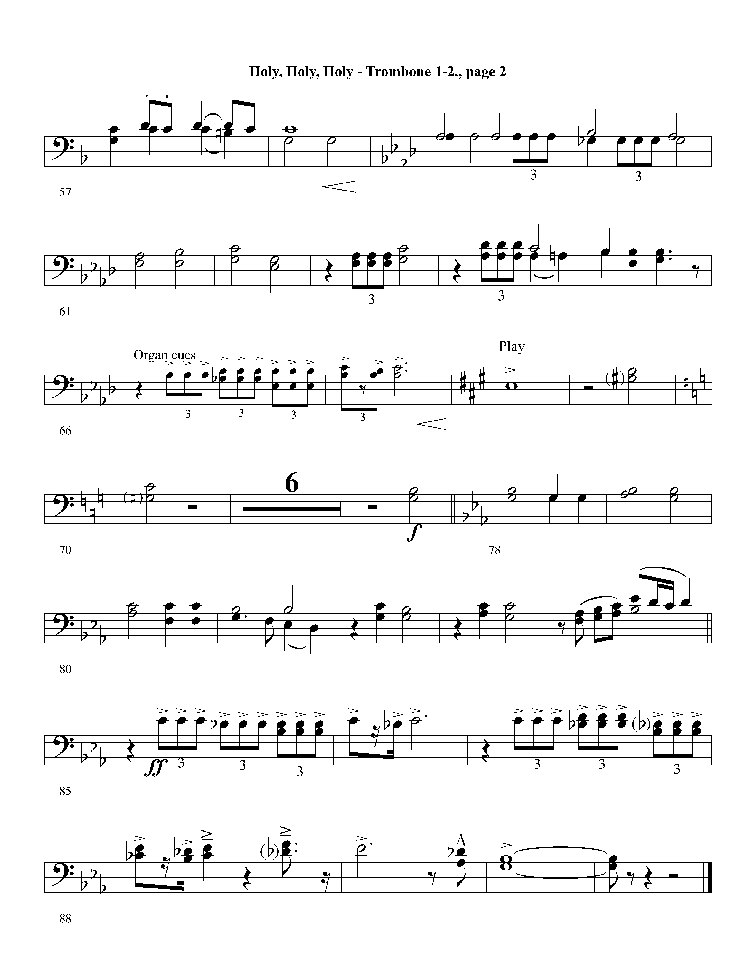 Holy Holy Holy (Instrumental) Trombone 1/2 (Lifeway Worship / Arr. David Winkler)
