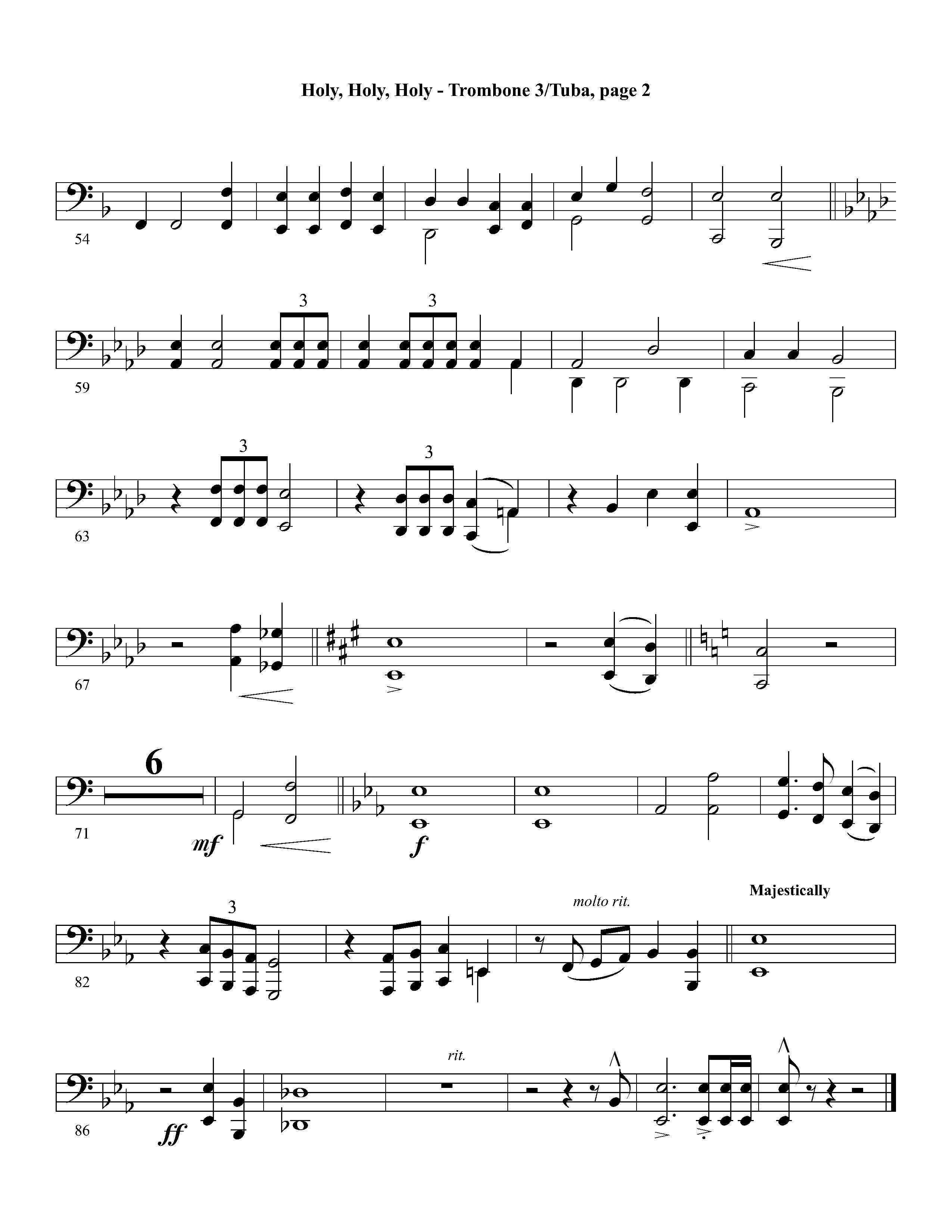 Holy Holy Holy (Instrumental) Trombone 3/Tuba (Lifeway Worship / Arr. David Winkler)