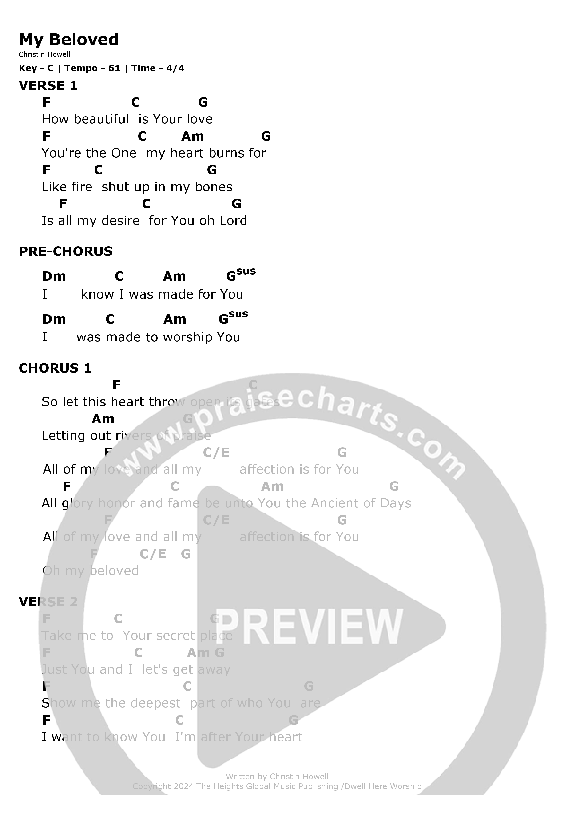 My Beloved (Live) Chord Chart (The Heights Worship)