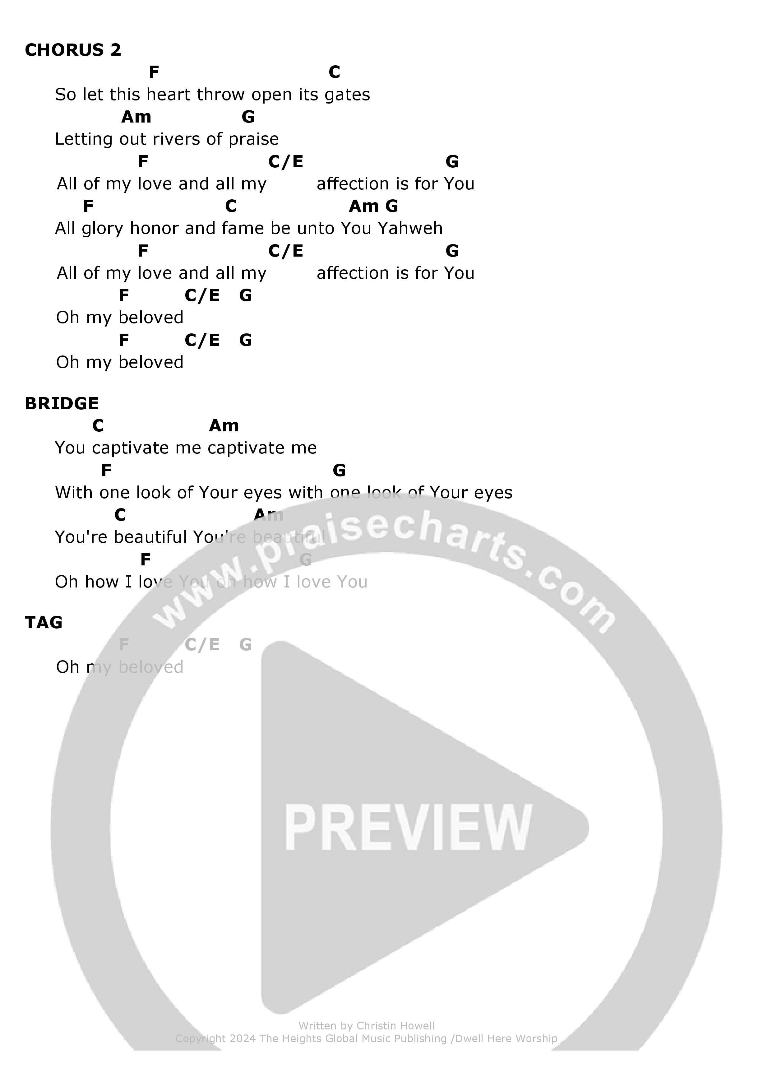 My Beloved (Live) Chord Chart (The Heights Worship)