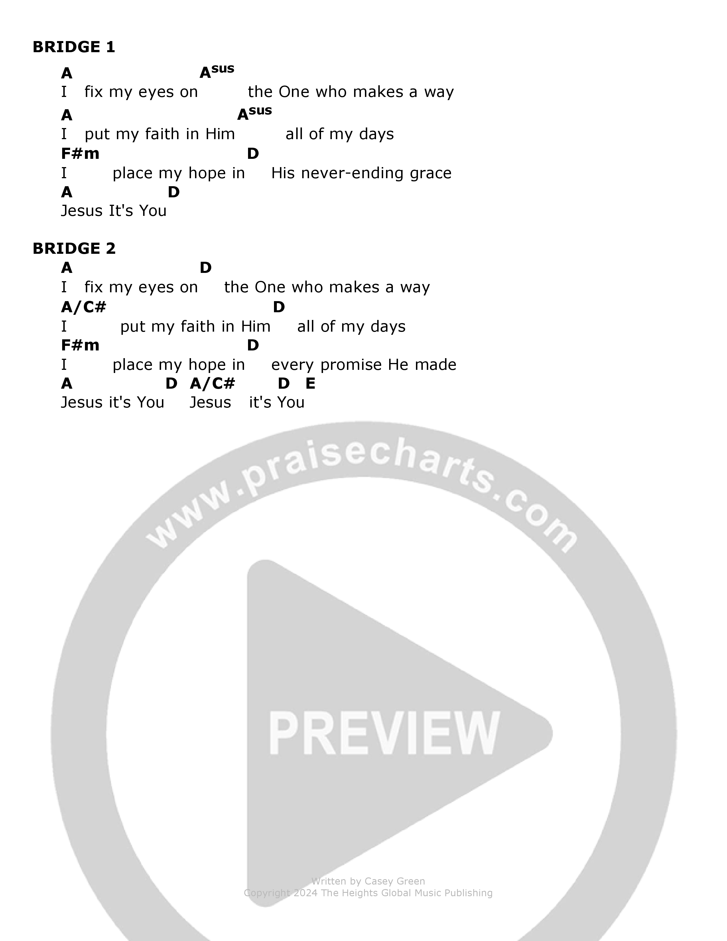 All About You Jesus (Live) Chord Chart (The Heights Worship)