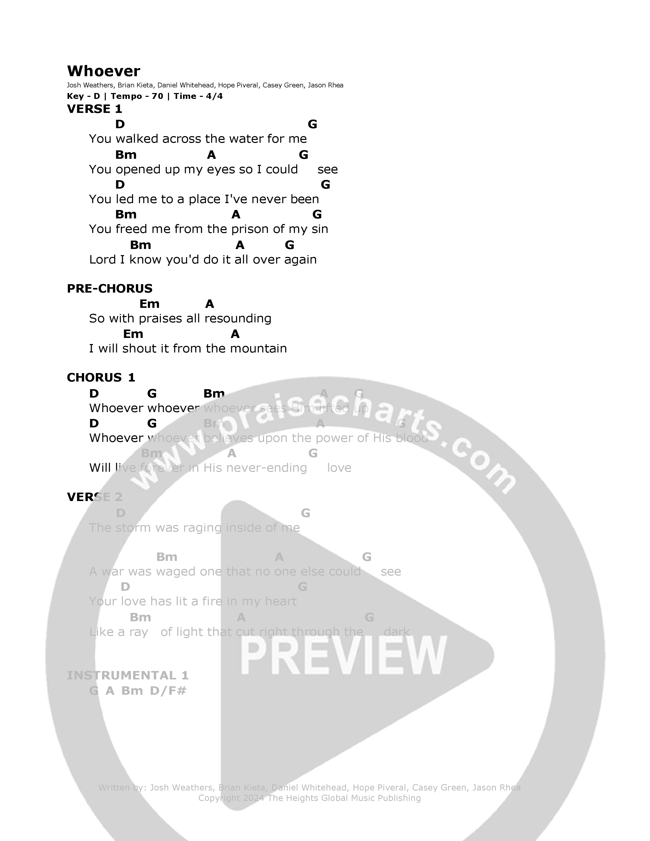 Whoever (Live) Chord Chart (The Heights Worship)