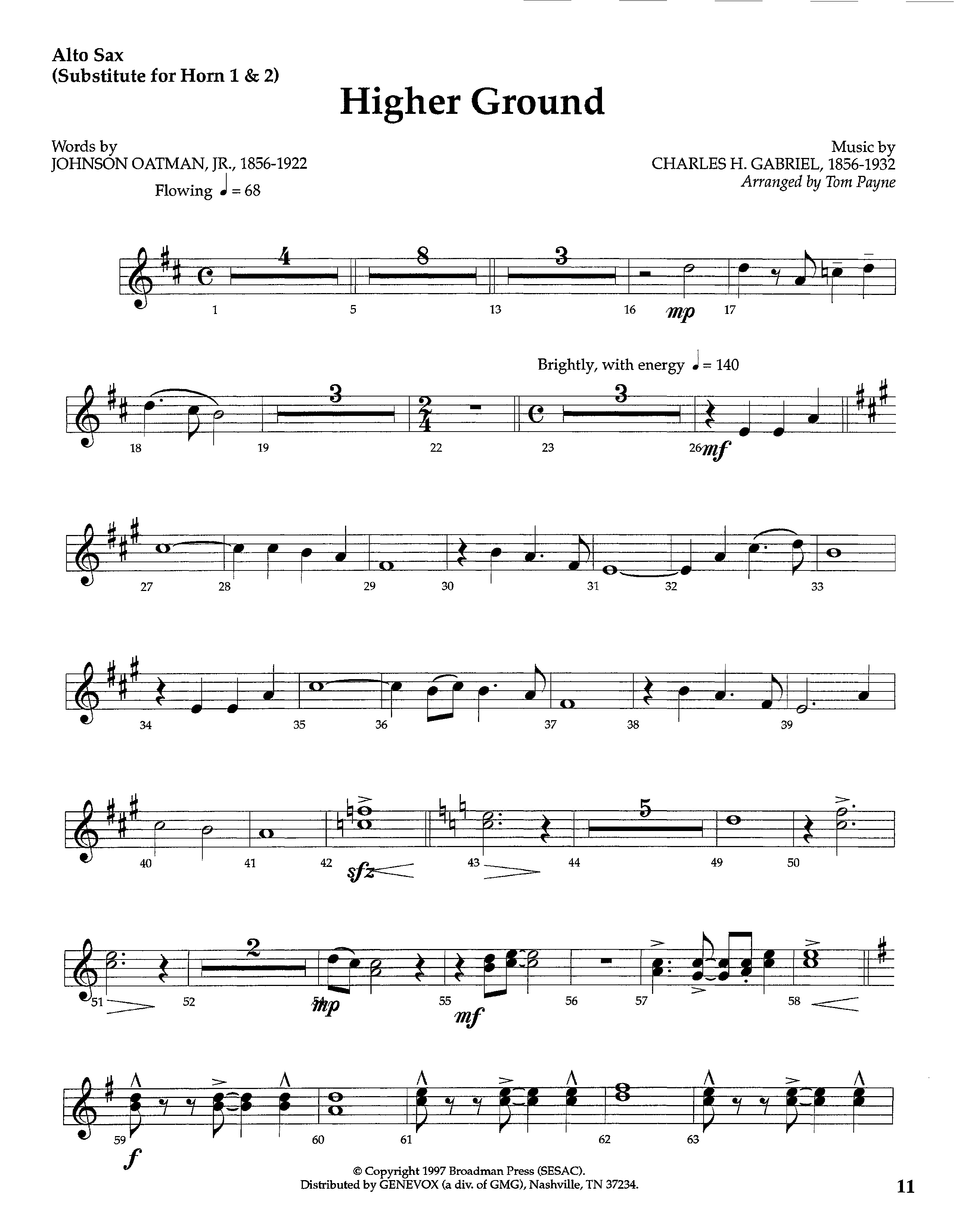 Higher Ground (Instrumental) Alto Sax (Lifeway Worship / Arr. Tom Payne)