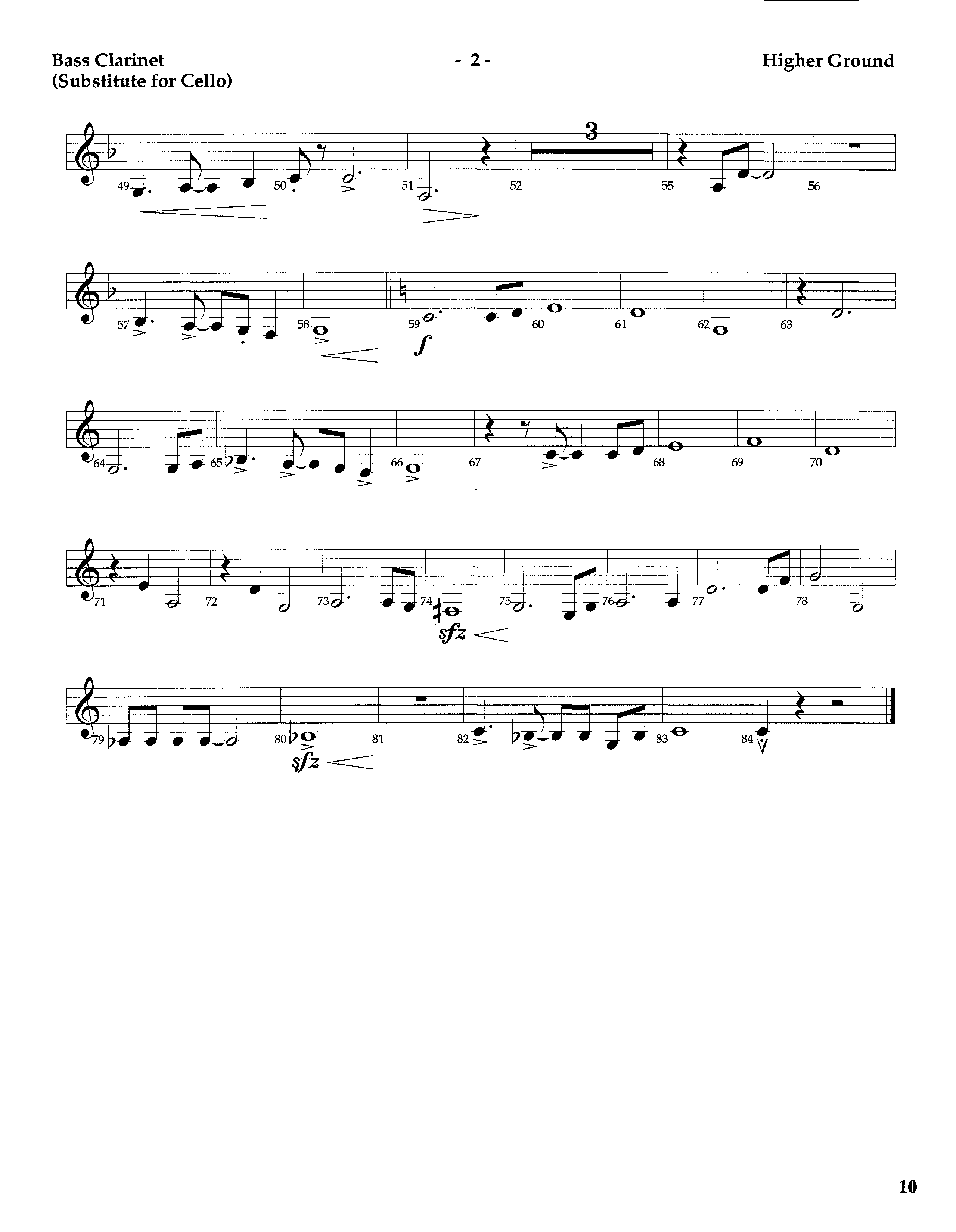 Higher Ground (Instrumental) Bass Clarinet (Lifeway Worship / Arr. Tom Payne)