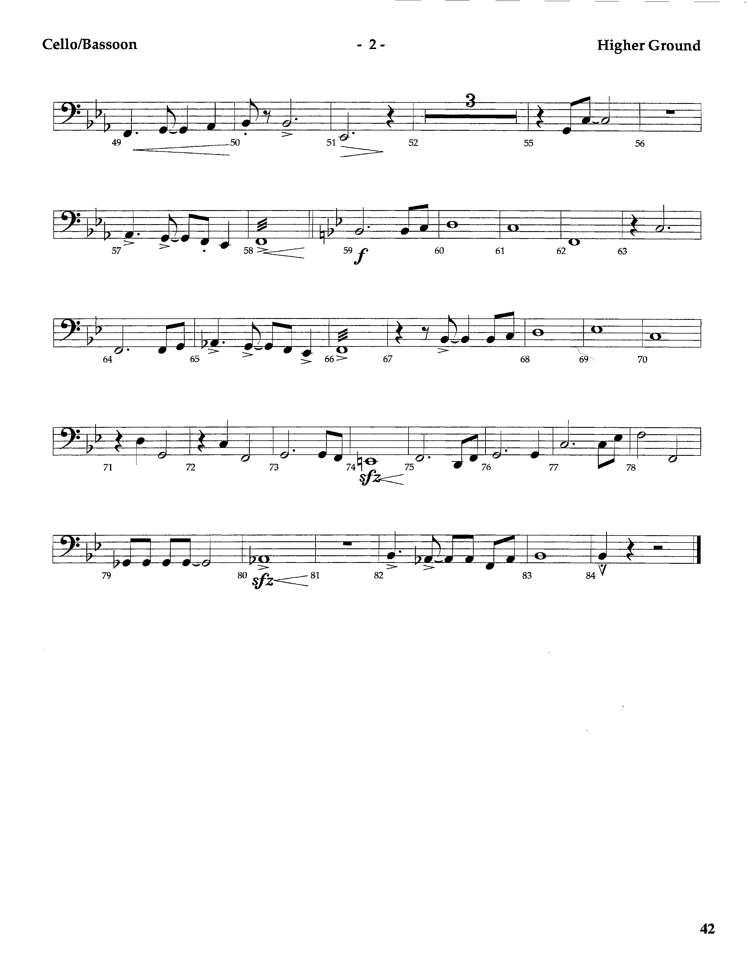 Higher Ground (Instrumental) Cello (Lifeway Worship / Arr. Tom Payne)