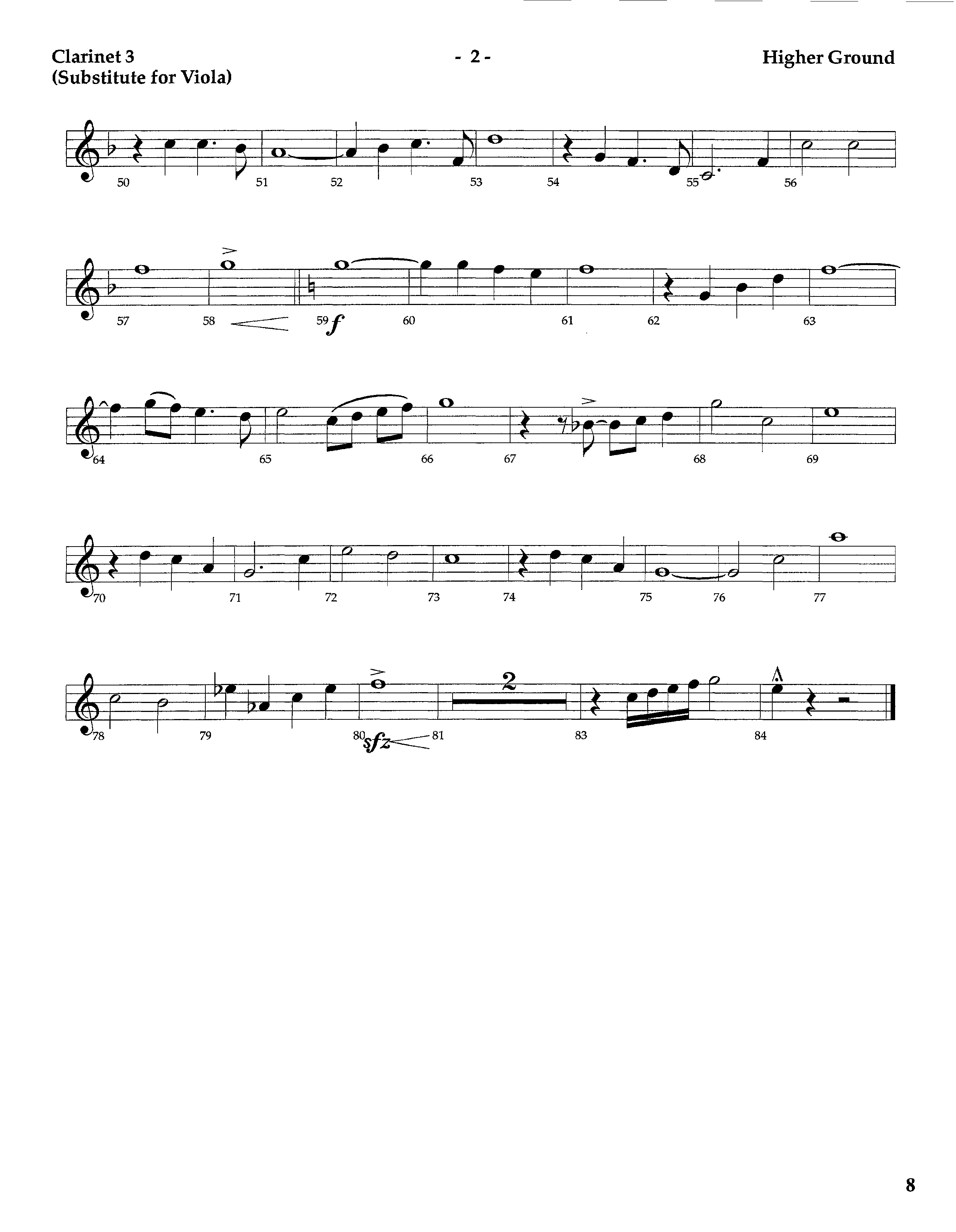 Higher Ground (Instrumental) Clarinet 3 (Lifeway Worship / Arr. Tom Payne)