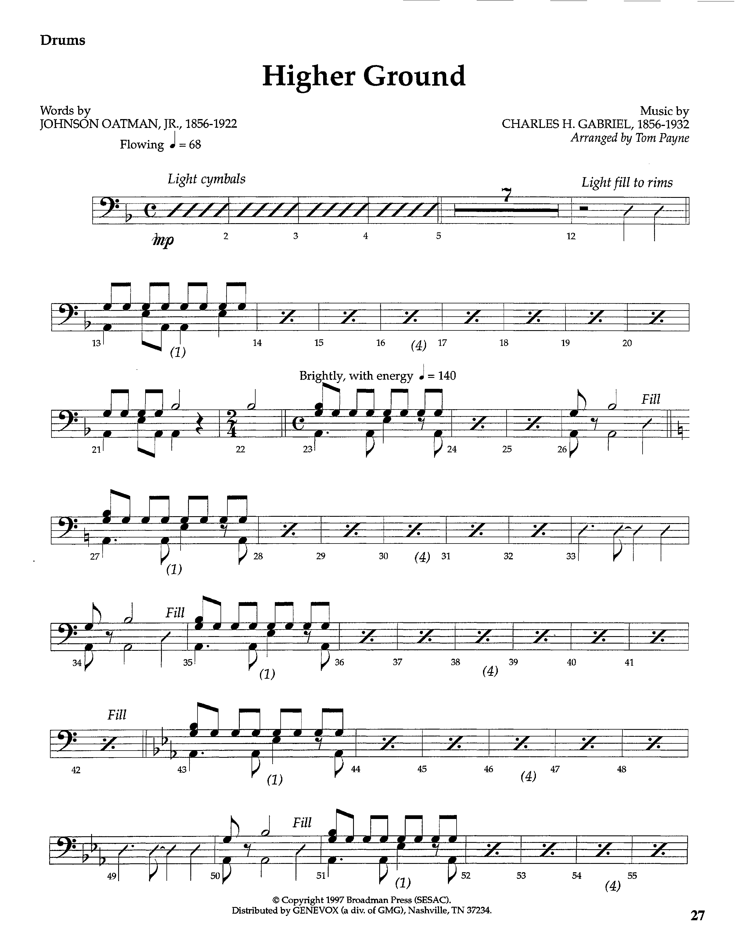 Higher Ground (Instrumental) Drum Set (Lifeway Worship / Arr. Tom Payne)