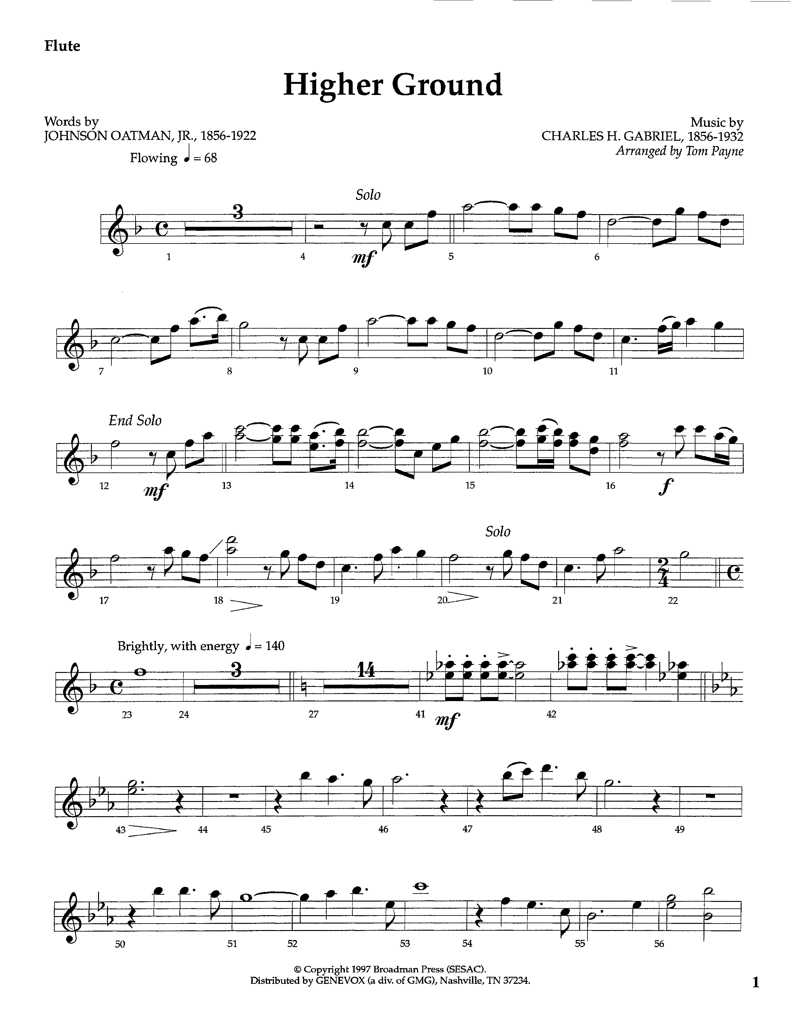 Higher Ground (Instrumental) Flute (Lifeway Worship / Arr. Tom Payne)