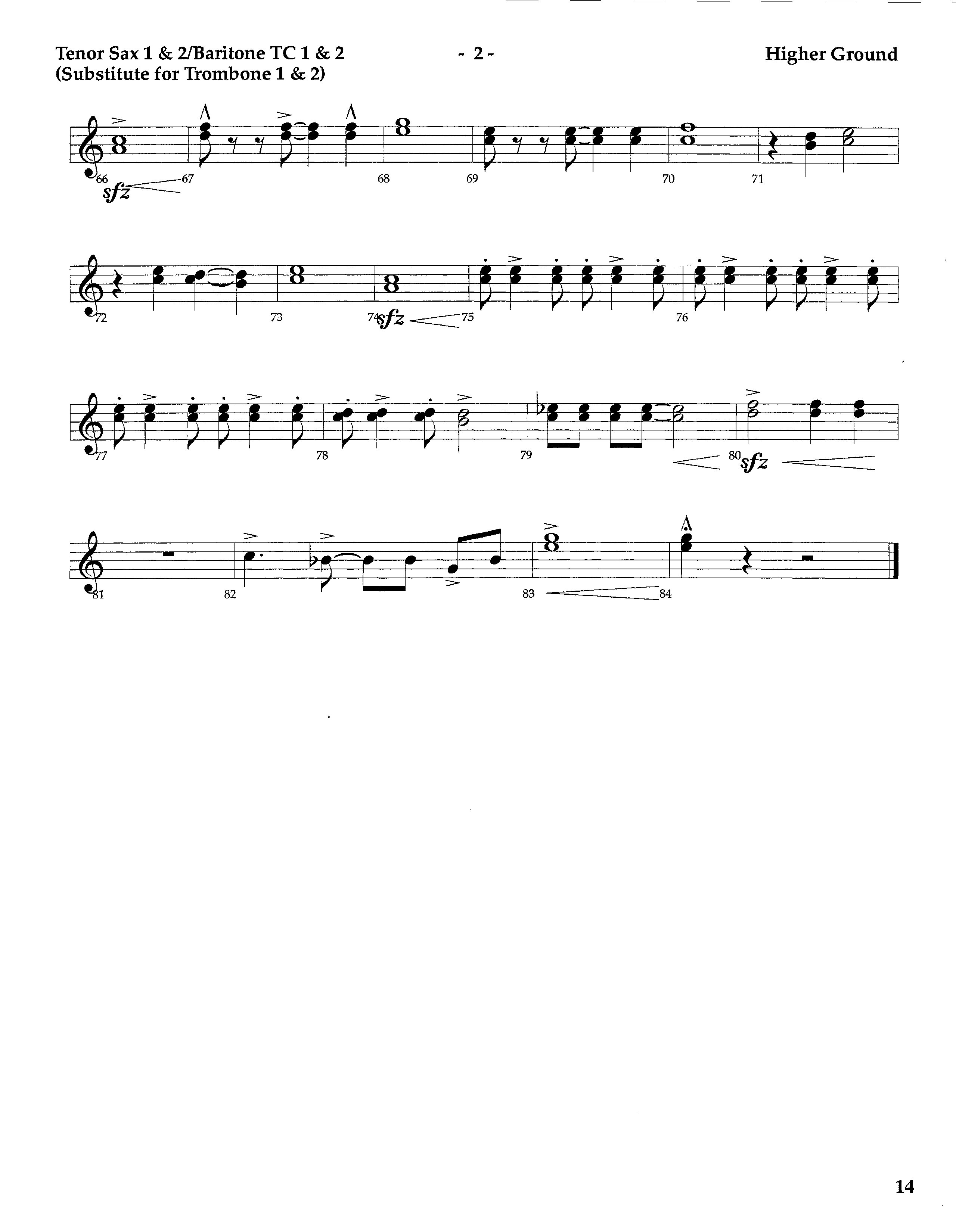 Higher Ground (Instrumental) Tenor Sax/Baritone T.C. (Lifeway Worship / Arr. Tom Payne)