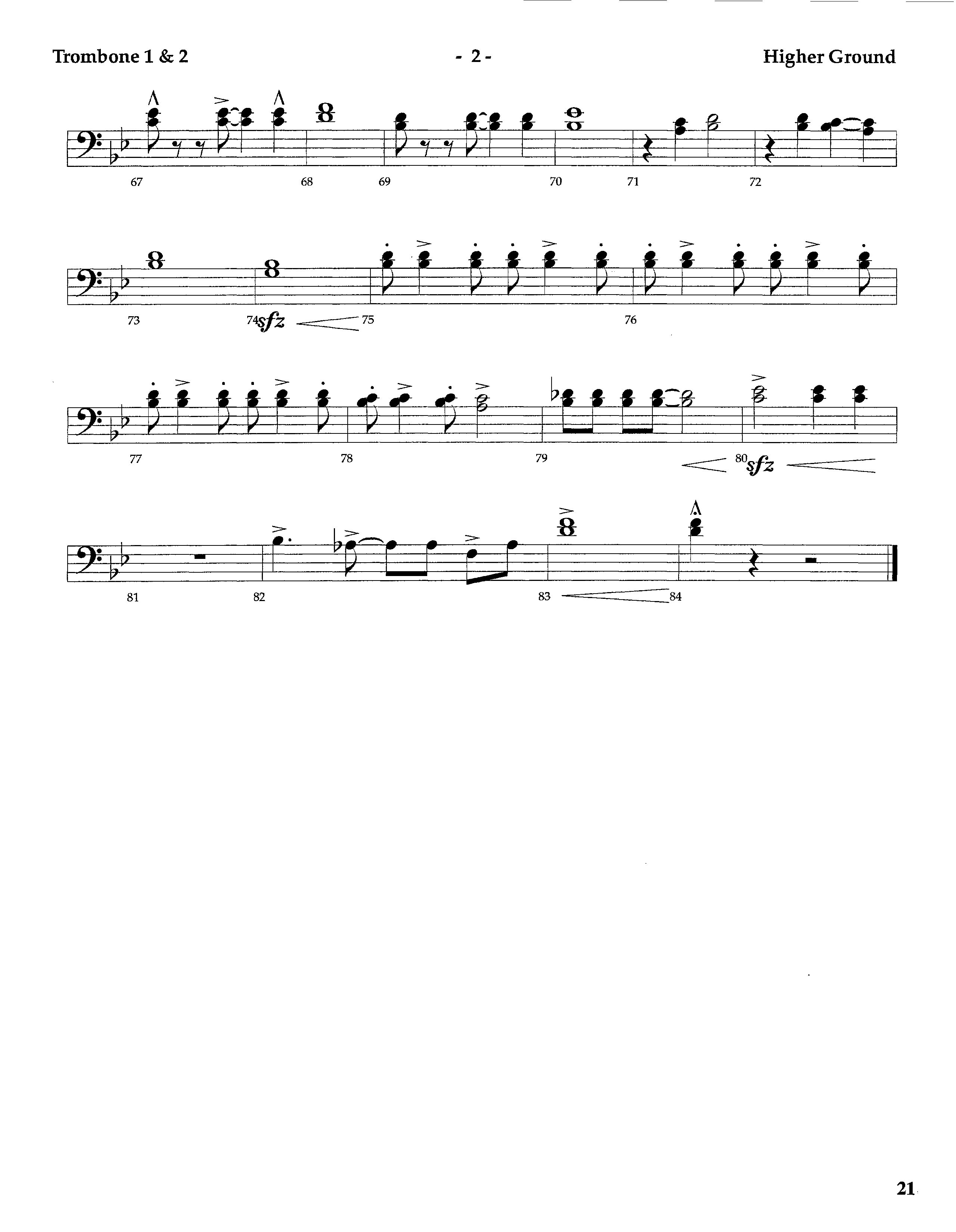 Higher Ground (Instrumental) Trombone 1/2 (Lifeway Worship / Arr. Tom Payne)