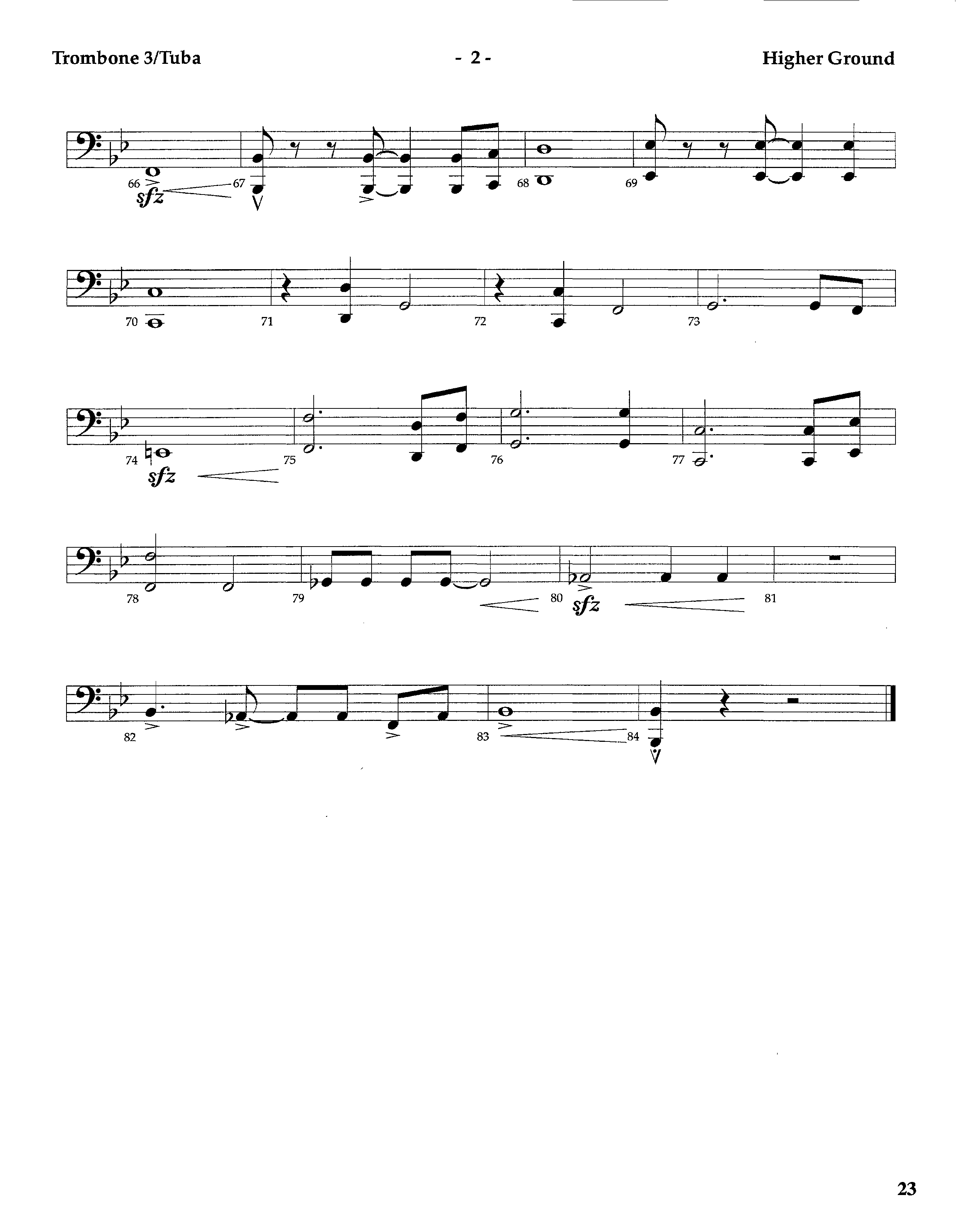 Higher Ground (Instrumental) Trombone 3/Tuba (Lifeway Worship / Arr. Tom Payne)