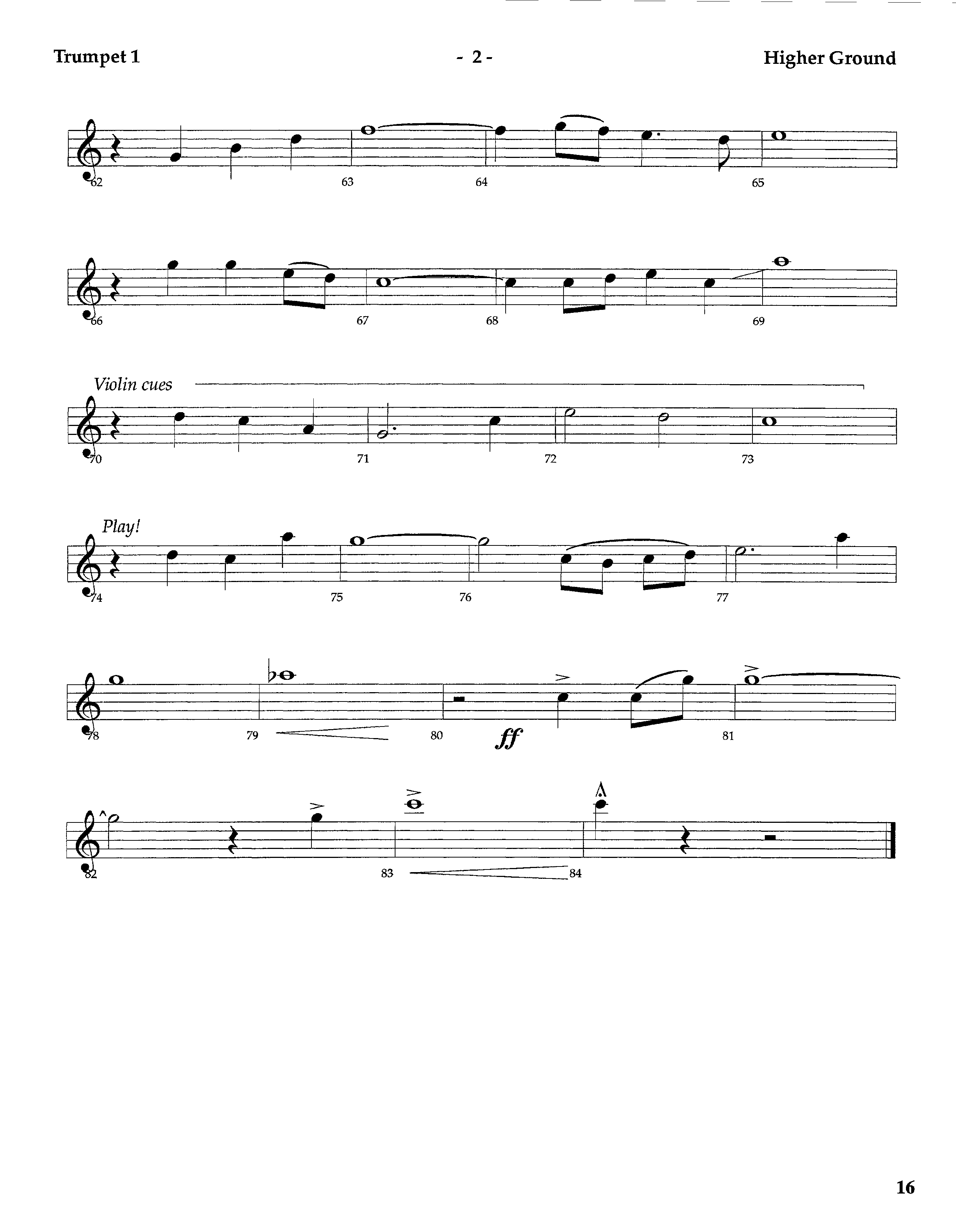 Higher Ground (Instrumental) Trumpet 1 (Lifeway Worship / Arr. Tom Payne)