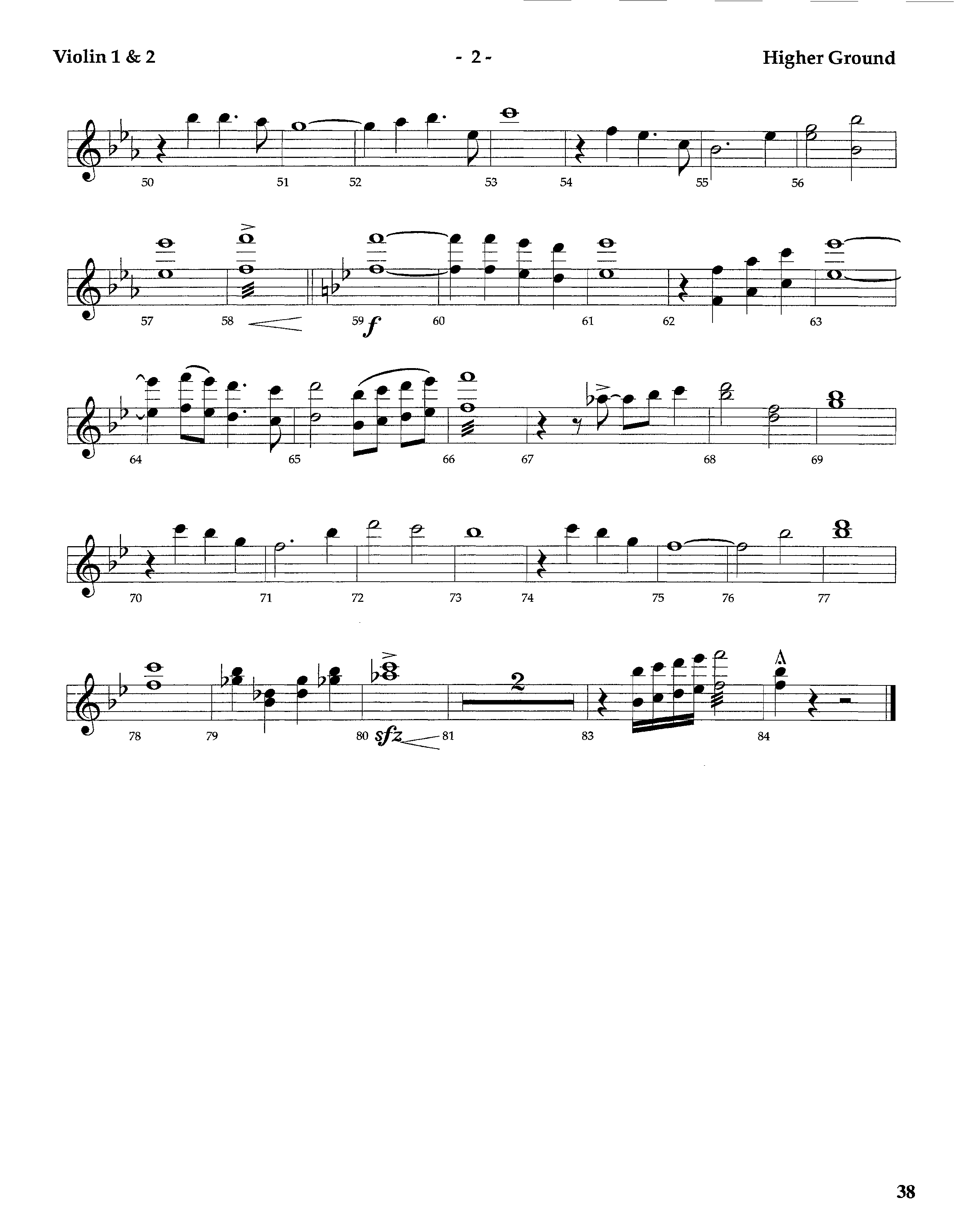 Higher Ground (Instrumental) Violin 1/2 (Lifeway Worship / Arr. Tom Payne)