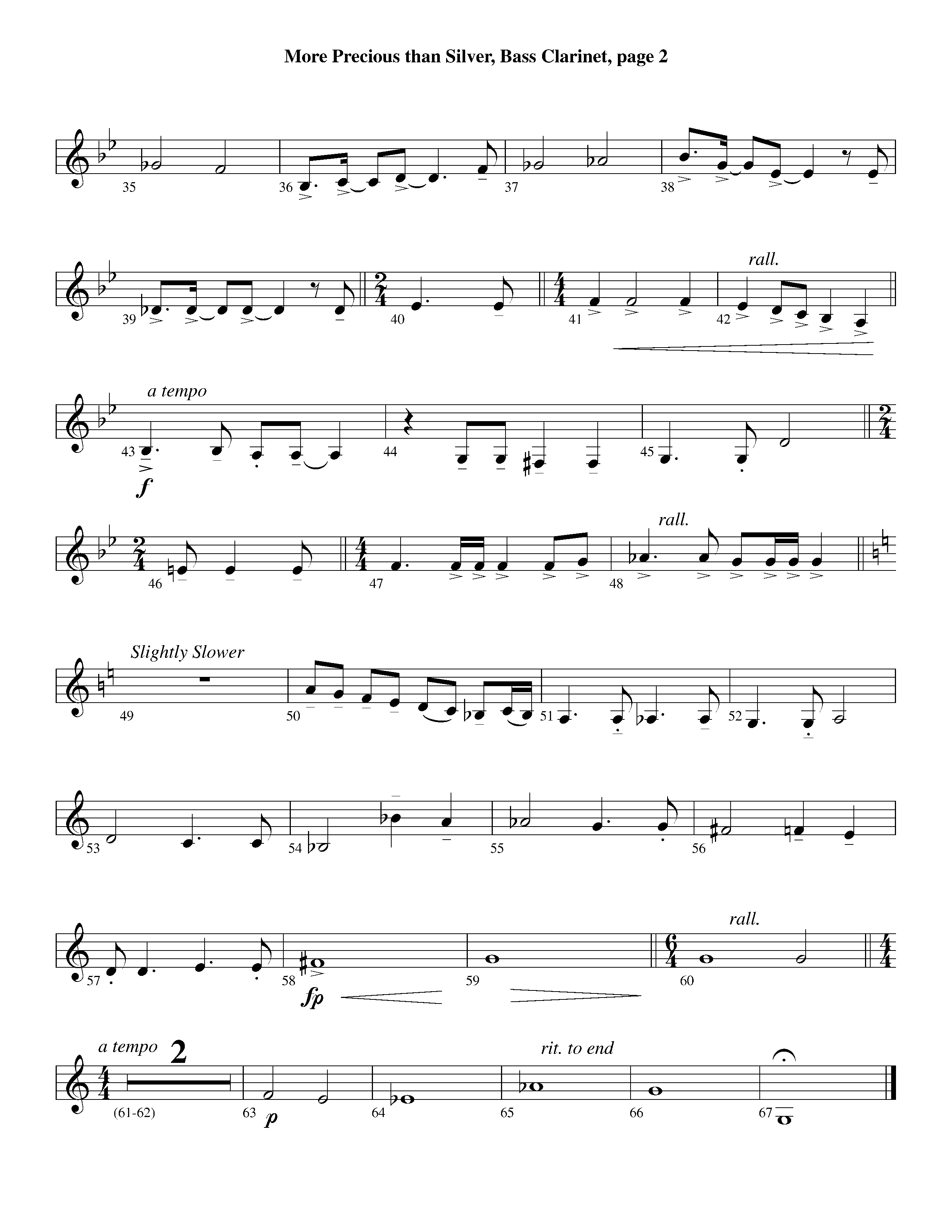 More Precious Than Silver (Instrumental) Bass Clarinet (Lifeway Worship / Arr. Steve Dunn)