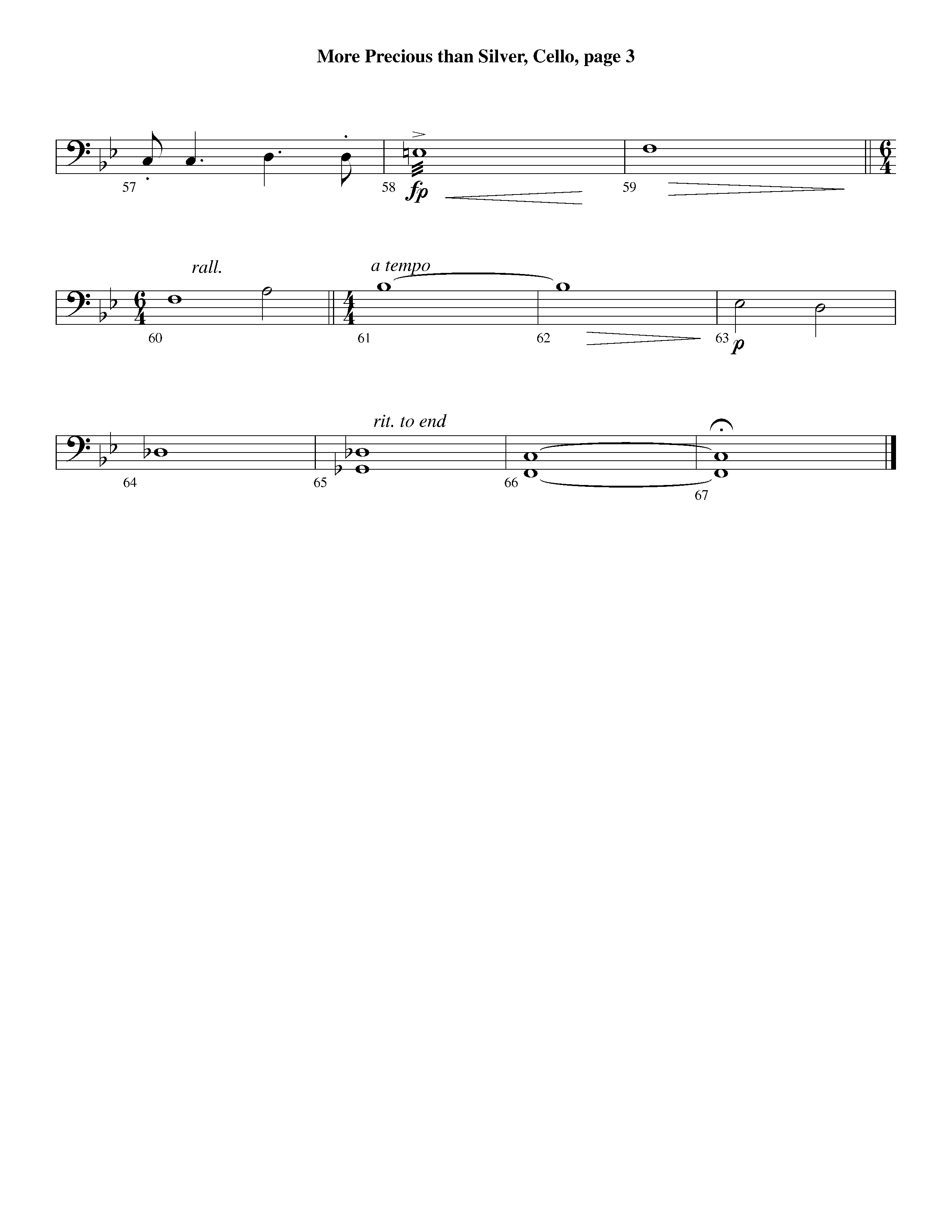 More Precious Than Silver (Instrumental) Cello (Lifeway Worship / Arr. Steve Dunn)