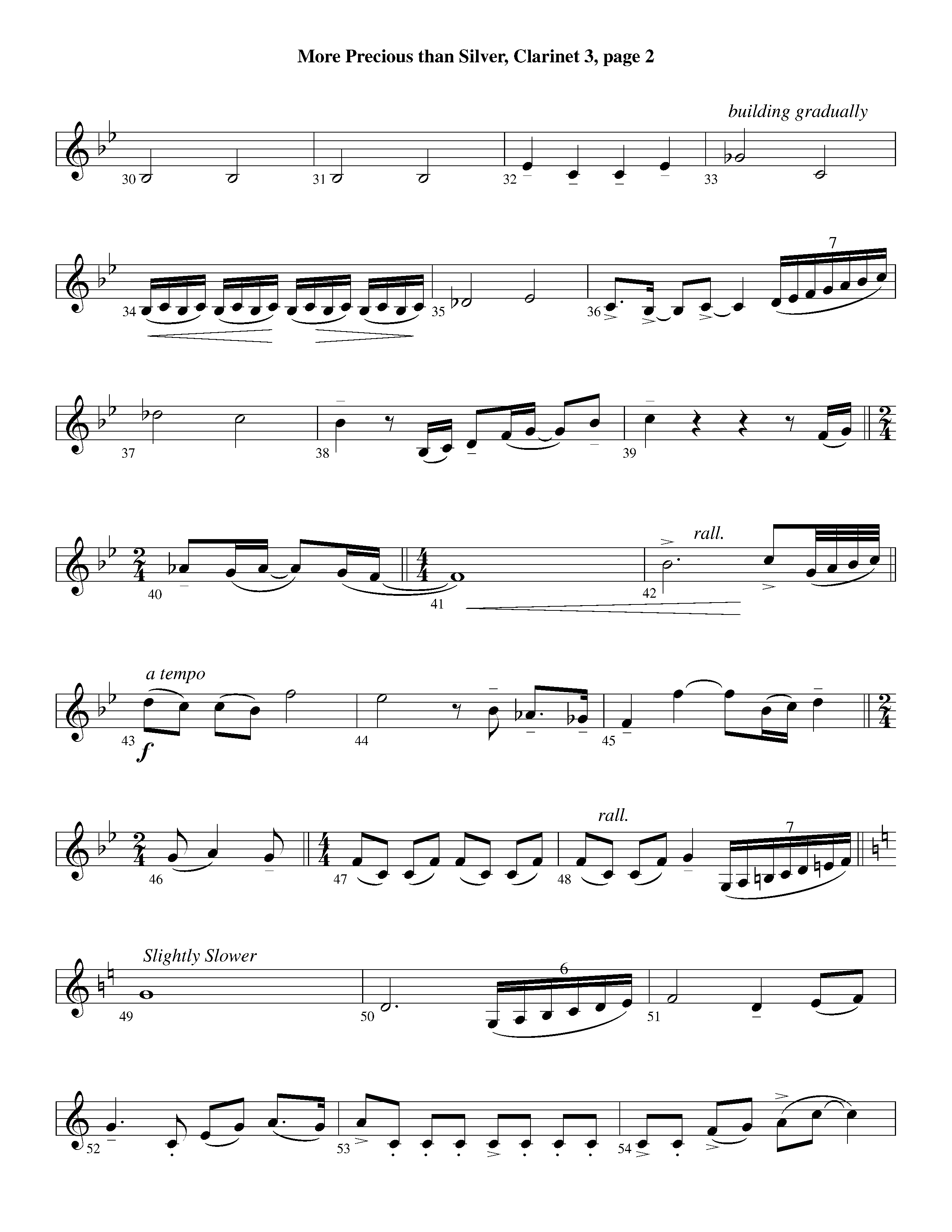 More Precious Than Silver (Instrumental) Clarinet 3 (Lifeway Worship / Arr. Steve Dunn)