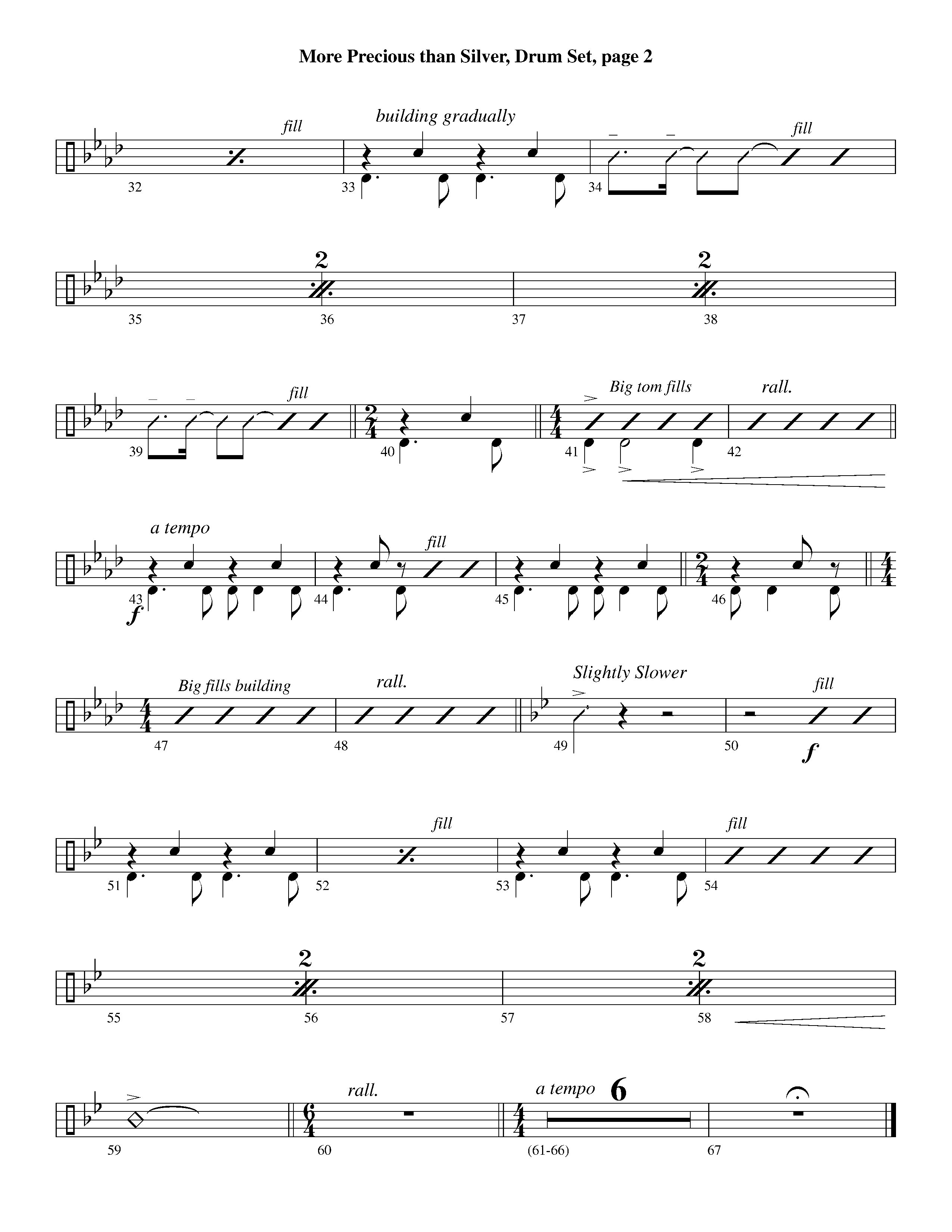 More Precious Than Silver (Instrumental) Drum Set (Lifeway Worship / Arr. Steve Dunn)