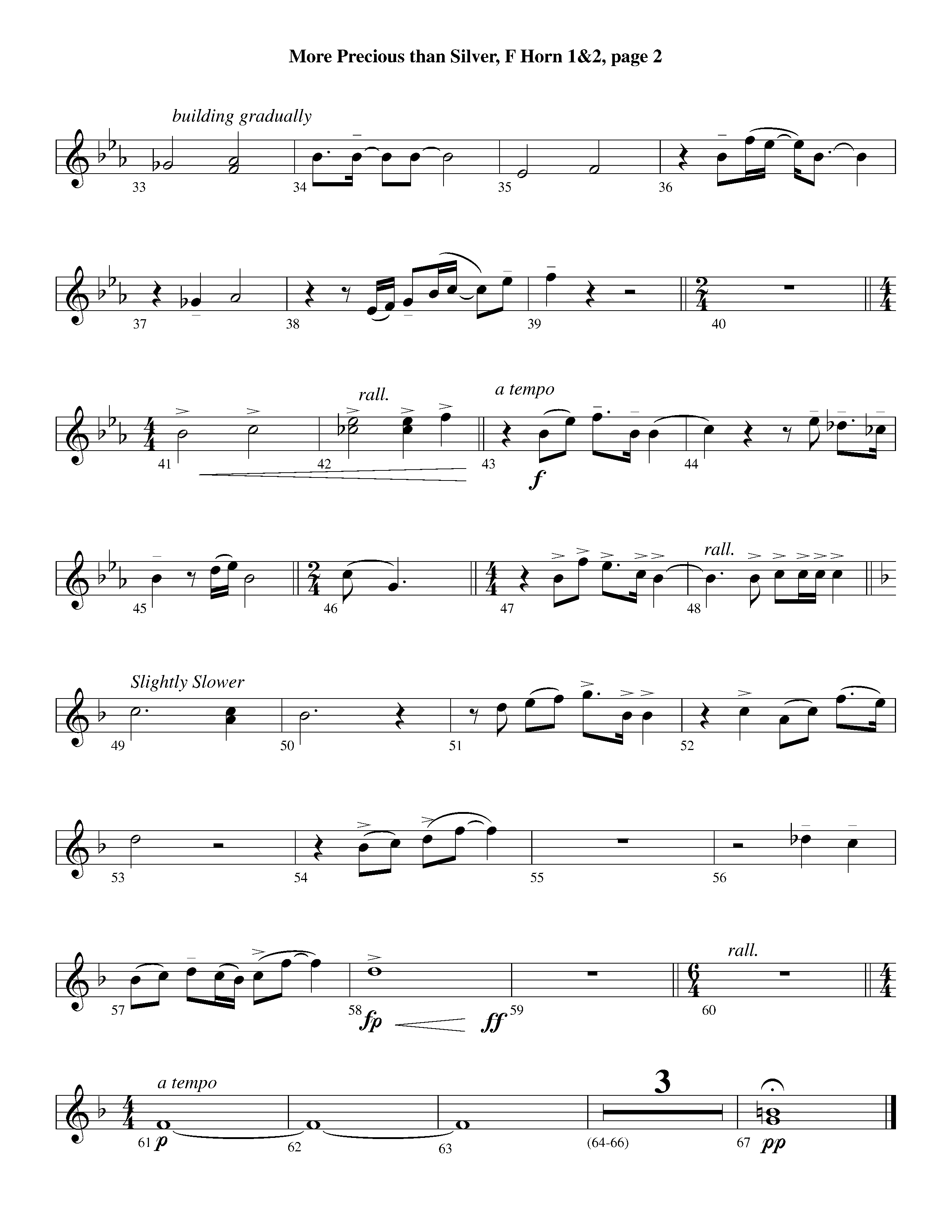 More Precious Than Silver (Instrumental) French Horn 1/2 (Lifeway Worship / Arr. Steve Dunn)