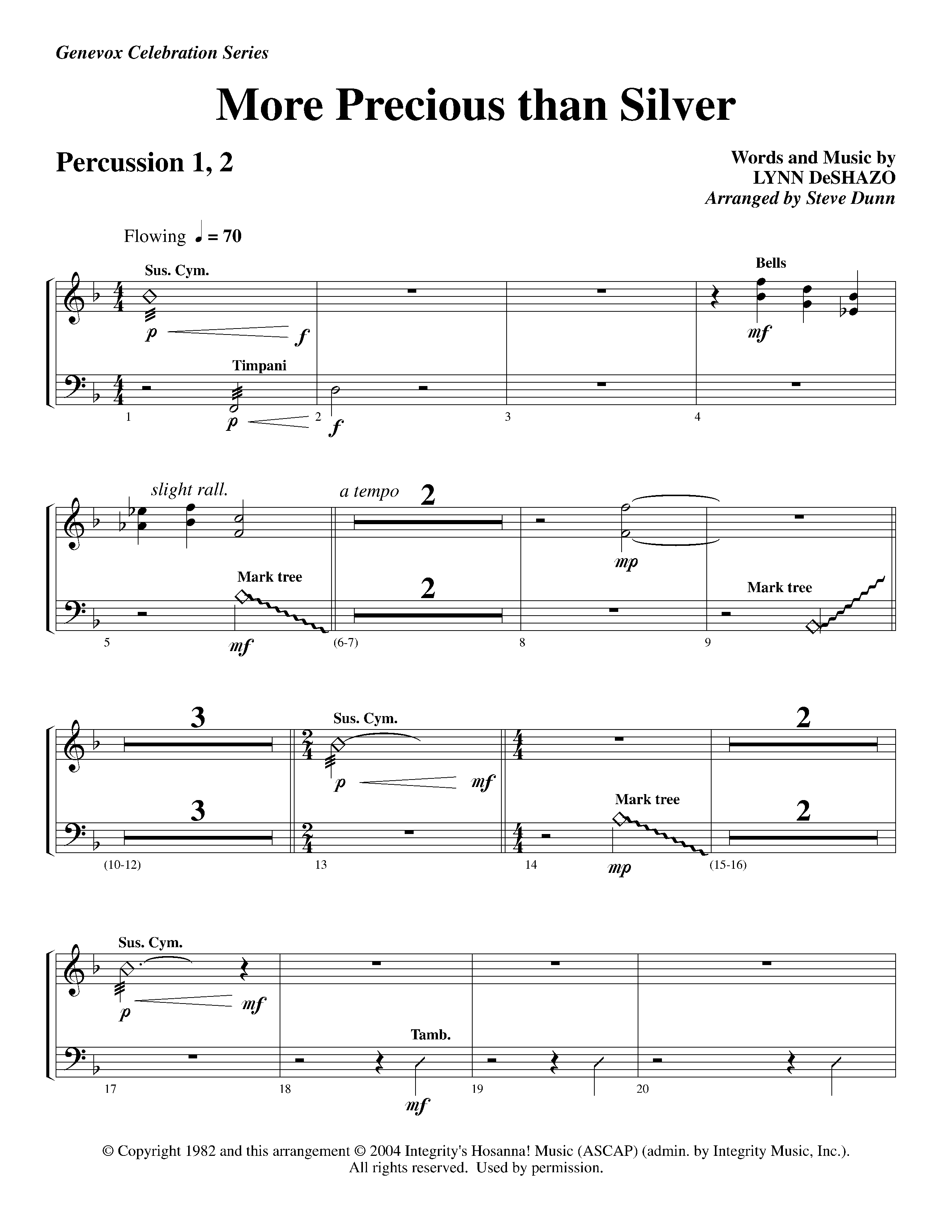 More Precious Than Silver (Instrumental) Percussion 1/2 (Lifeway Worship / Arr. Steve Dunn)