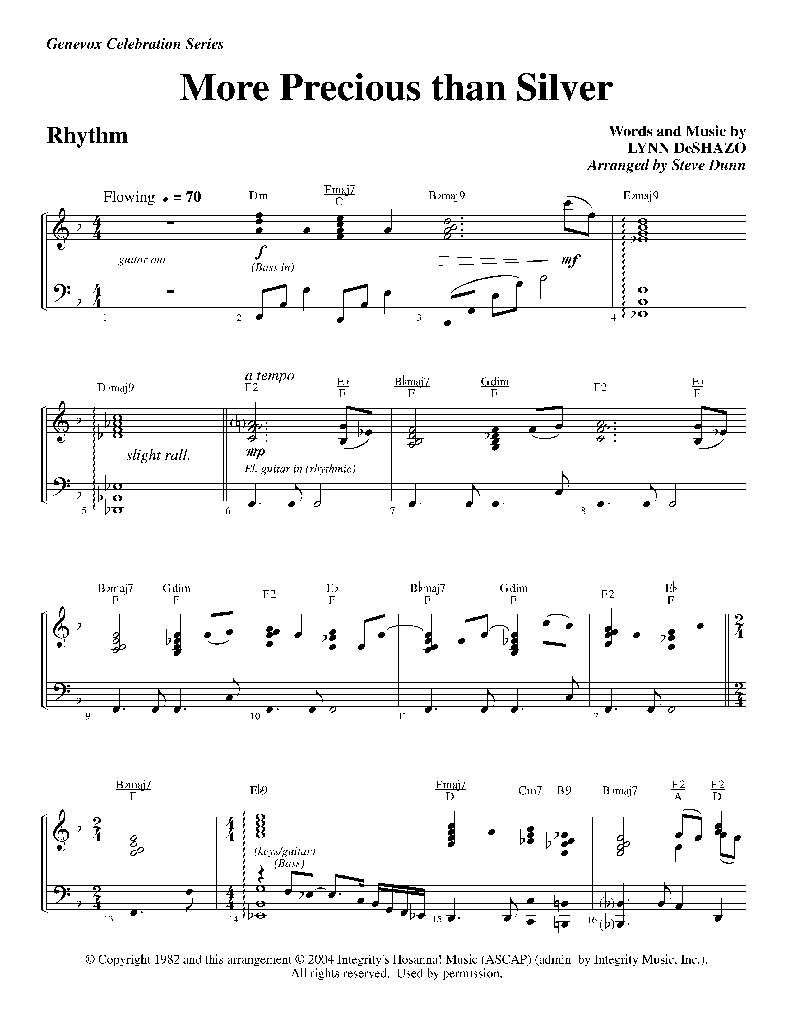 More Precious Than Silver (Instrumental) Piano/Rhythm (Lifeway Worship / Arr. Steve Dunn)