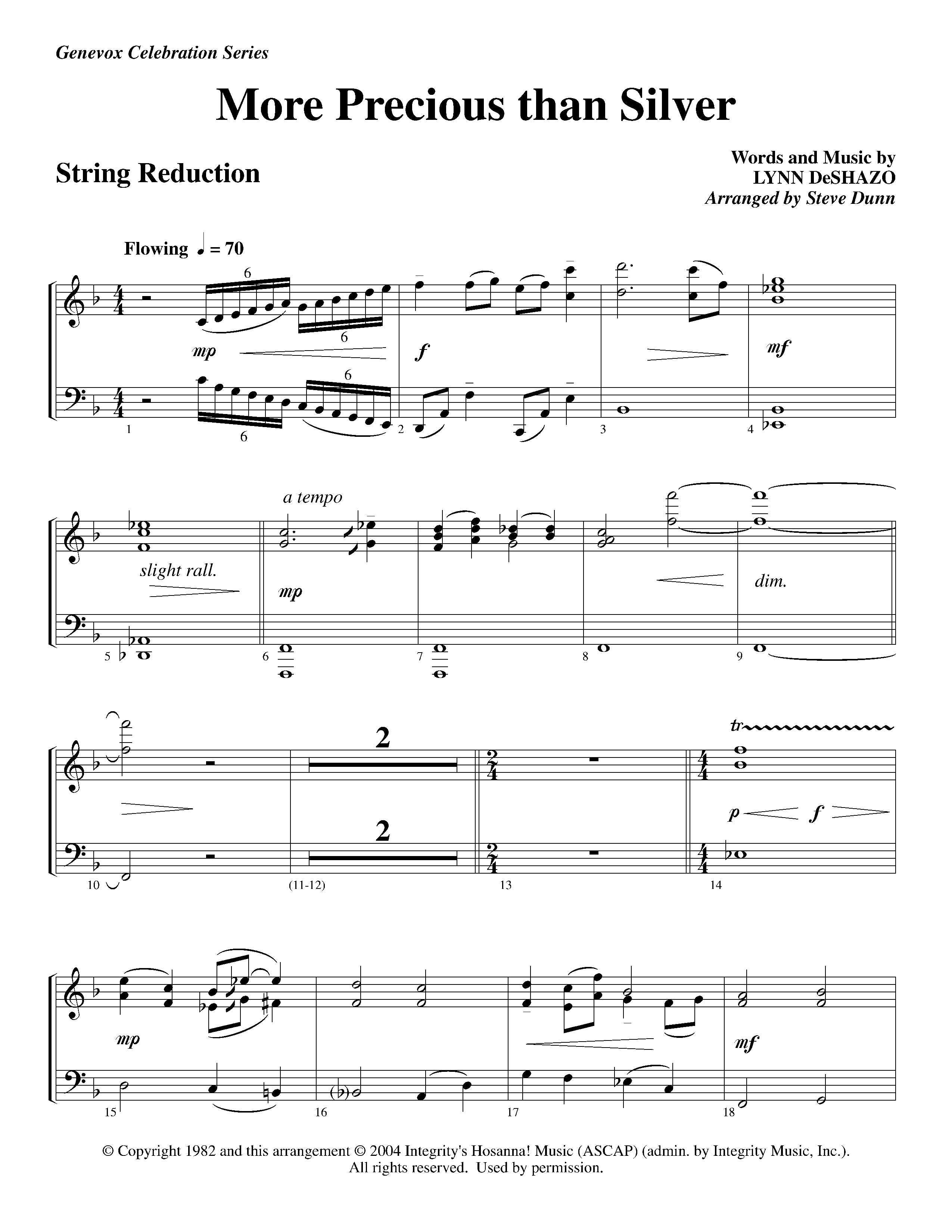 More Precious Than Silver (Instrumental) String Reduction (Lifeway Worship / Arr. Steve Dunn)