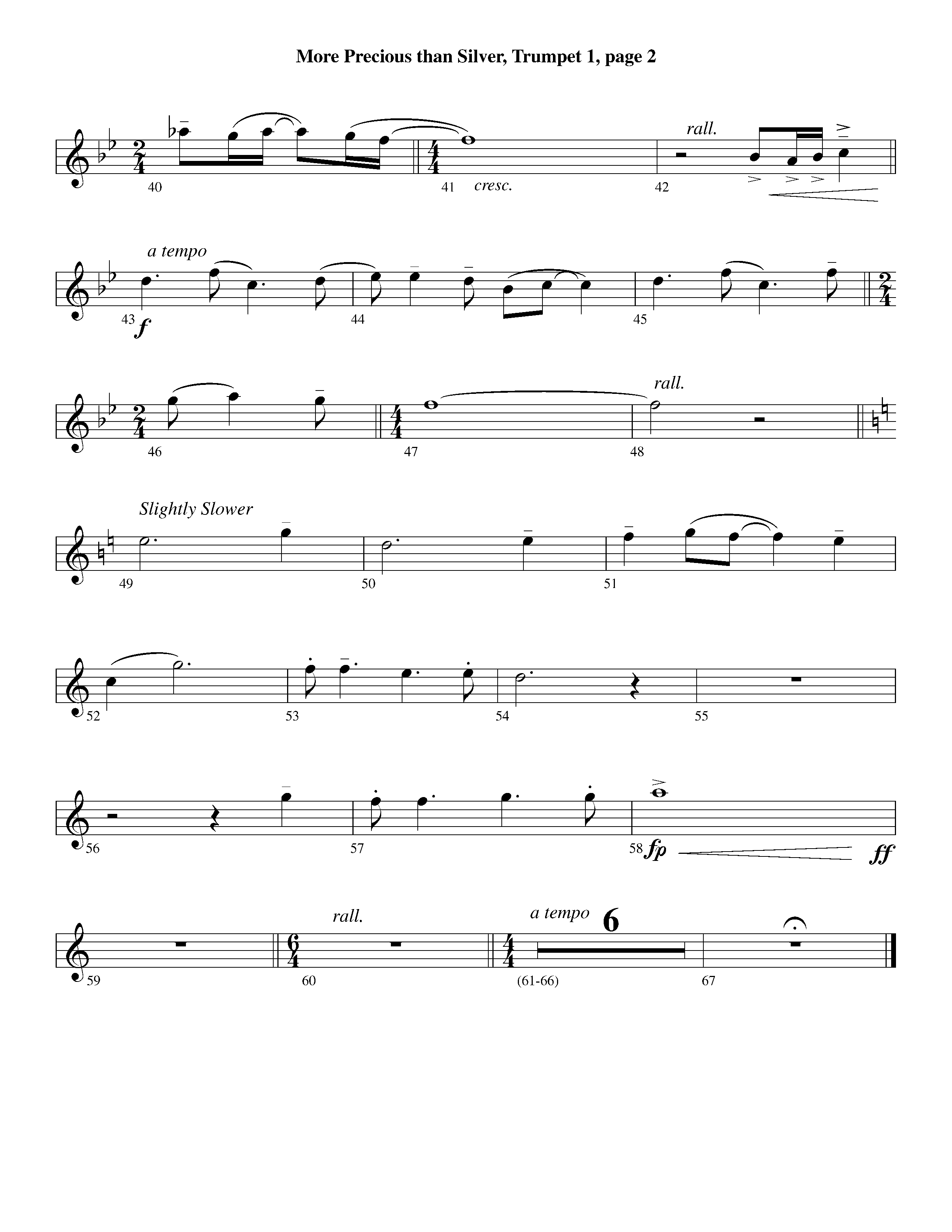 More Precious Than Silver (Instrumental) Trumpet 1 (Lifeway Worship / Arr. Steve Dunn)