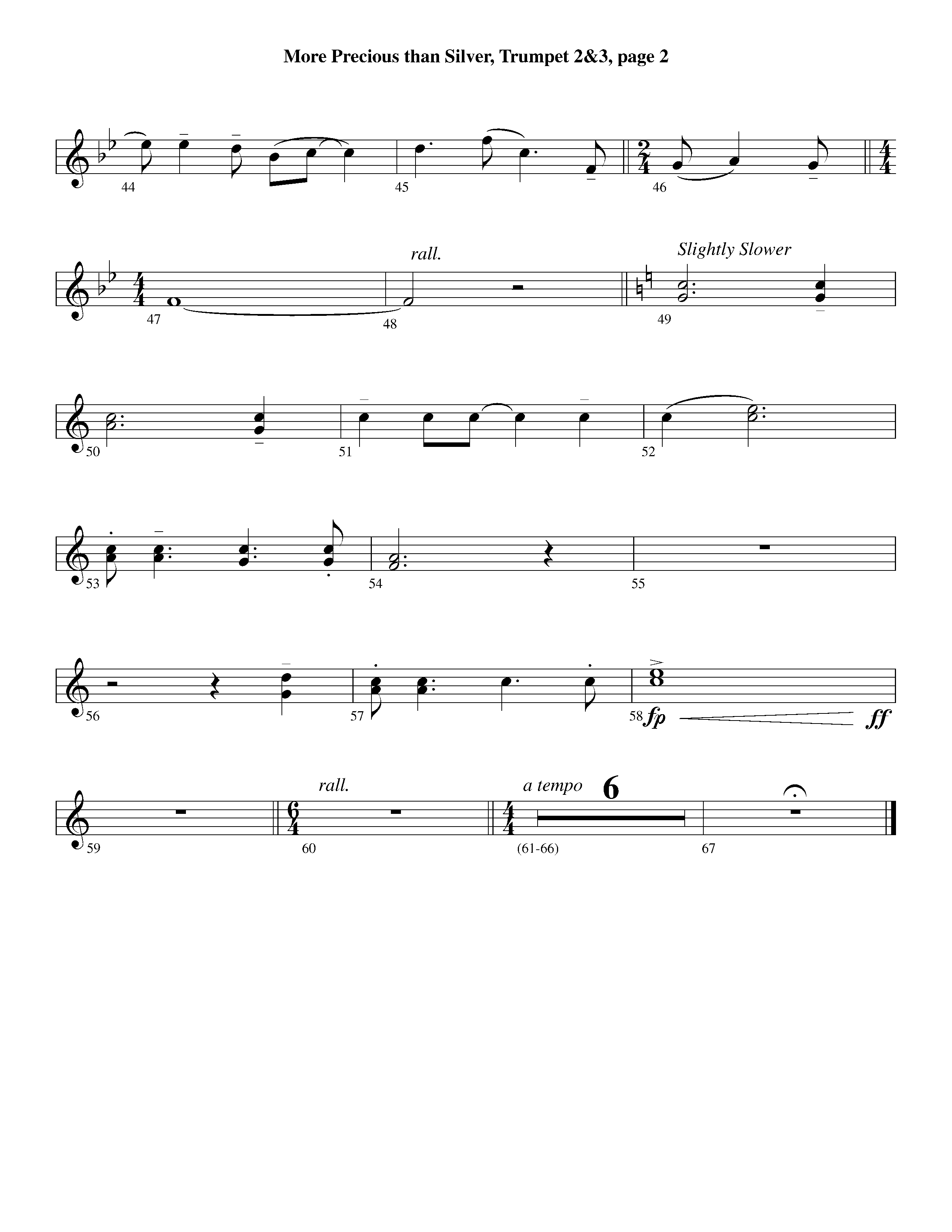 More Precious Than Silver (Instrumental) Trumpet 2/3 (Lifeway Worship / Arr. Steve Dunn)