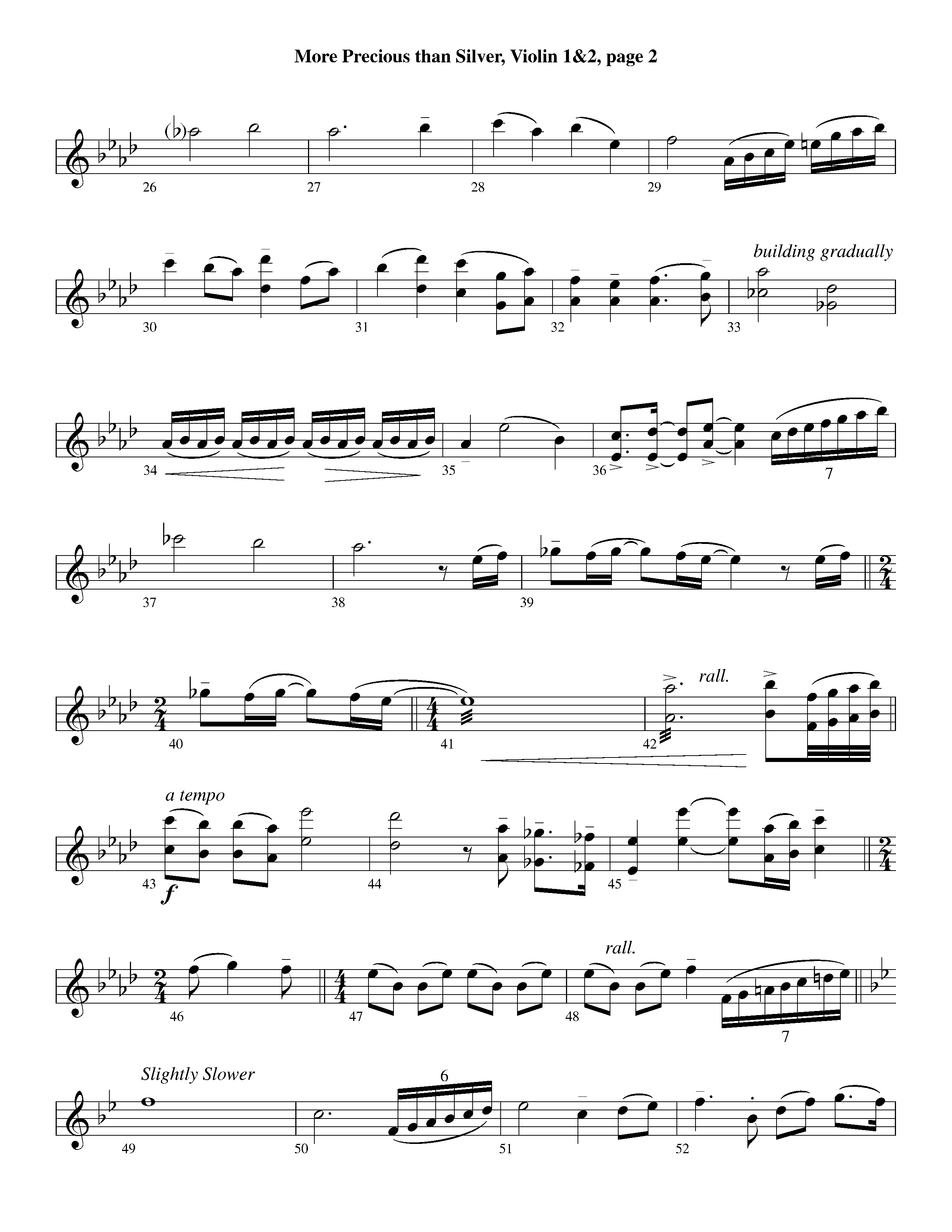 More Precious Than Silver (Instrumental) Violin 1/2 (Lifeway Worship / Arr. Steve Dunn)