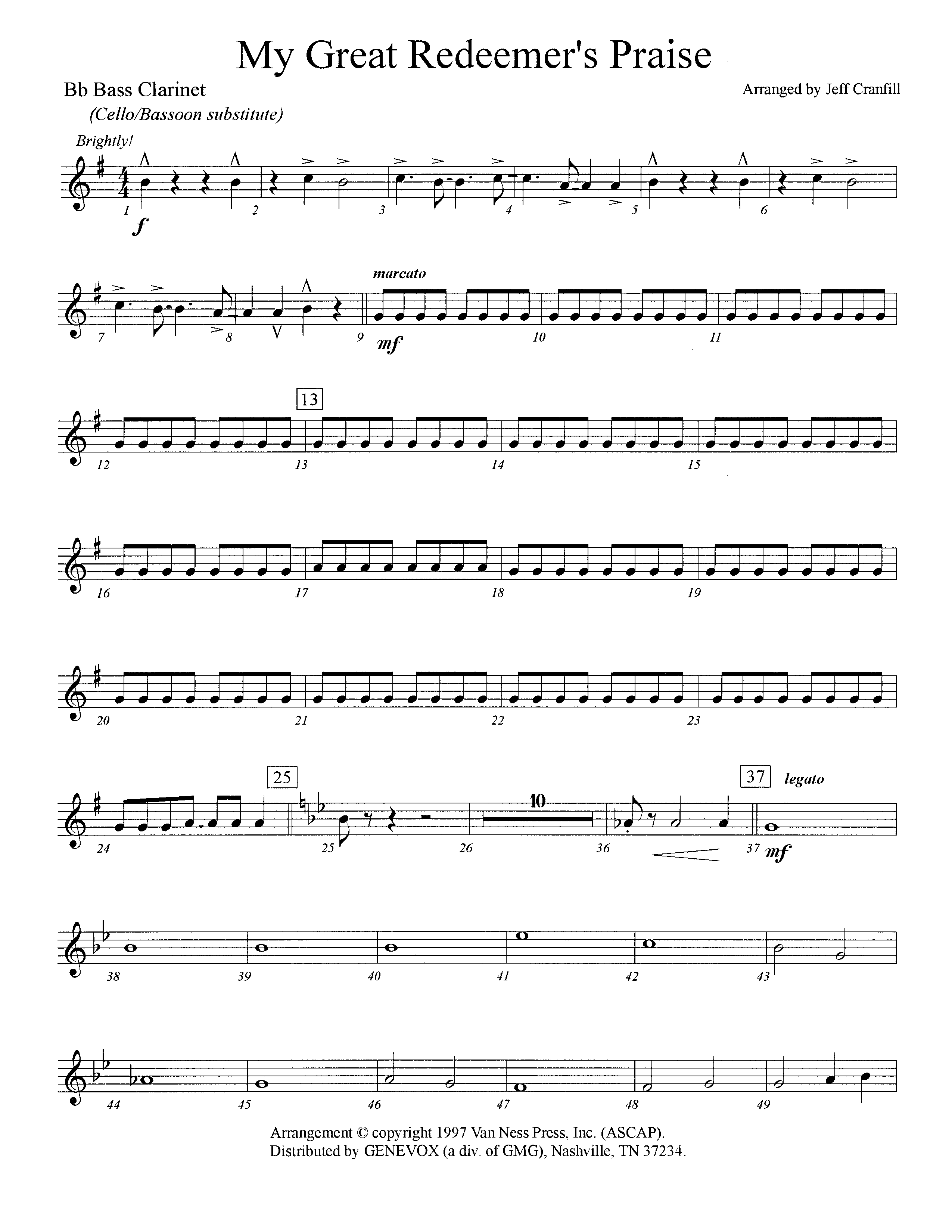 My Great Redeemer's Praise (Instrumental) Bass Clarinet (Lifeway Worship / Arr. Jeff Cranfill)