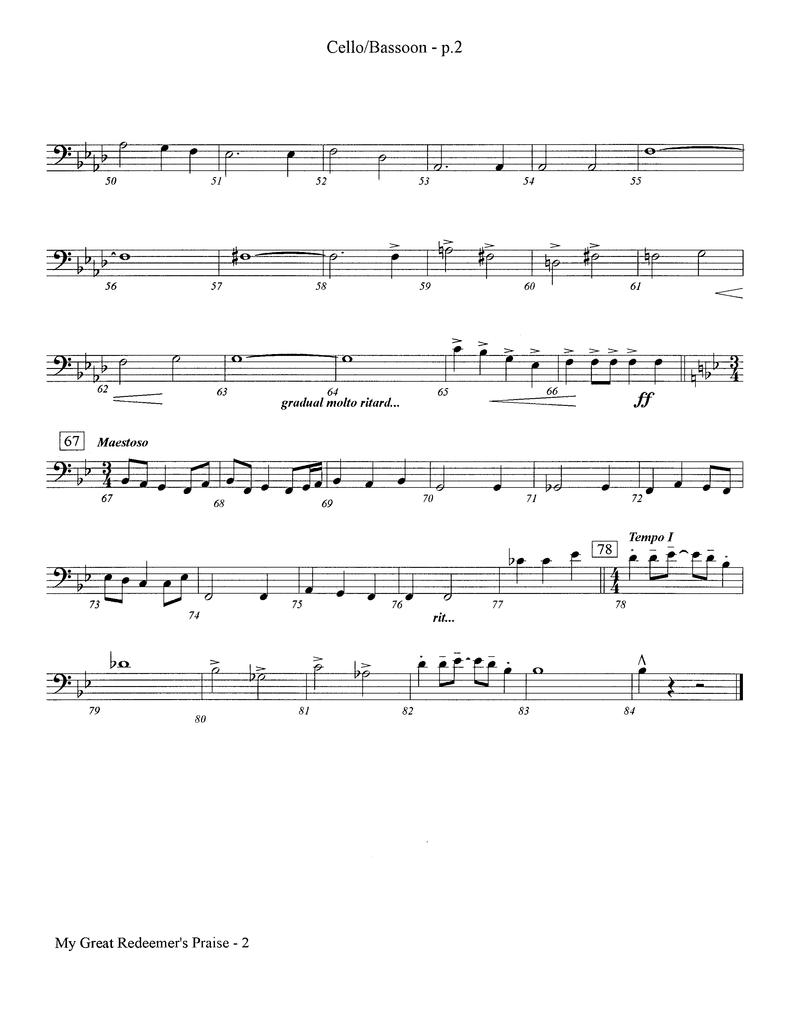 My Great Redeemer's Praise (Instrumental) Cello (Lifeway Worship / Arr. Jeff Cranfill)