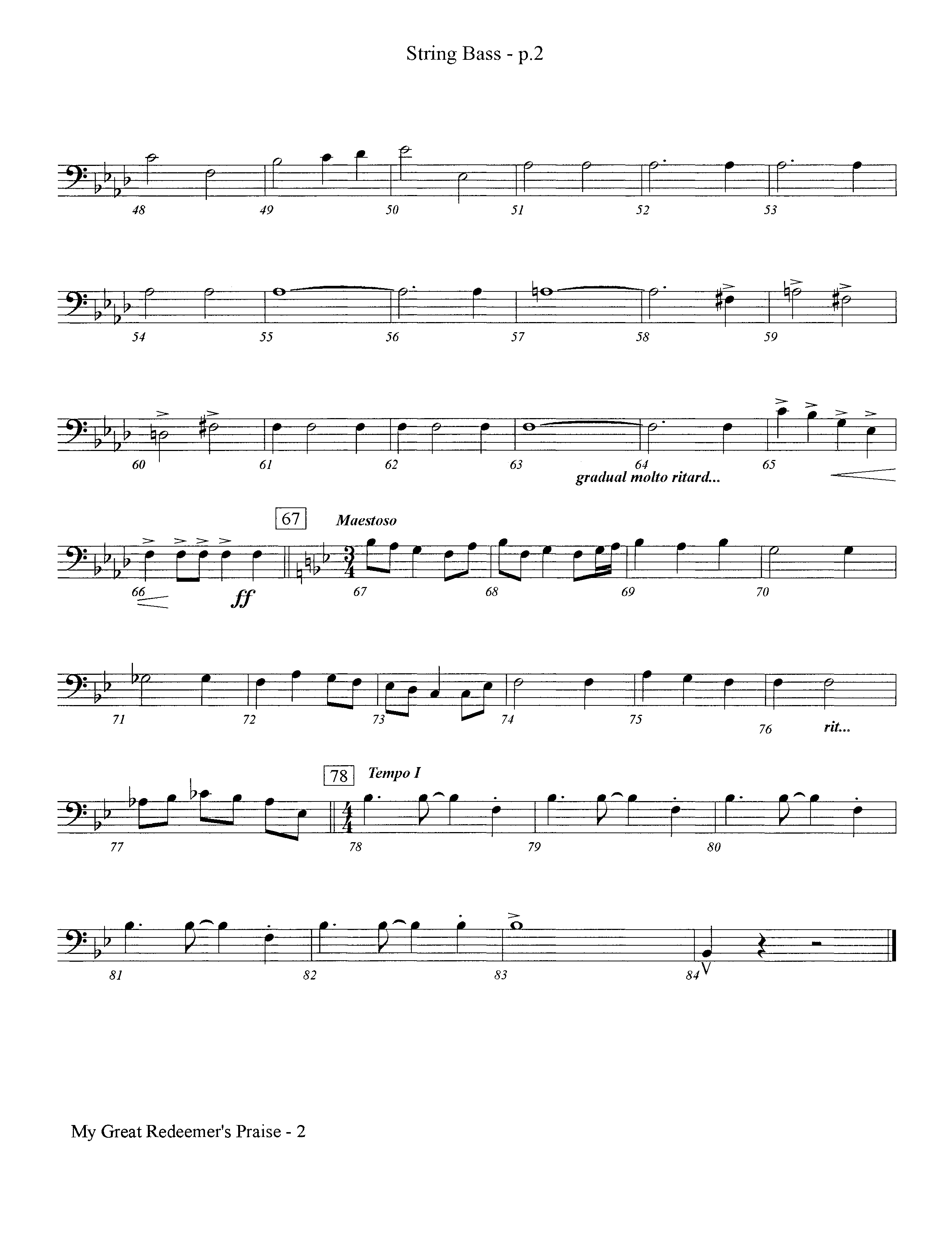 My Great Redeemer's Praise (Instrumental) Double Bass (Lifeway Worship / Arr. Jeff Cranfill)