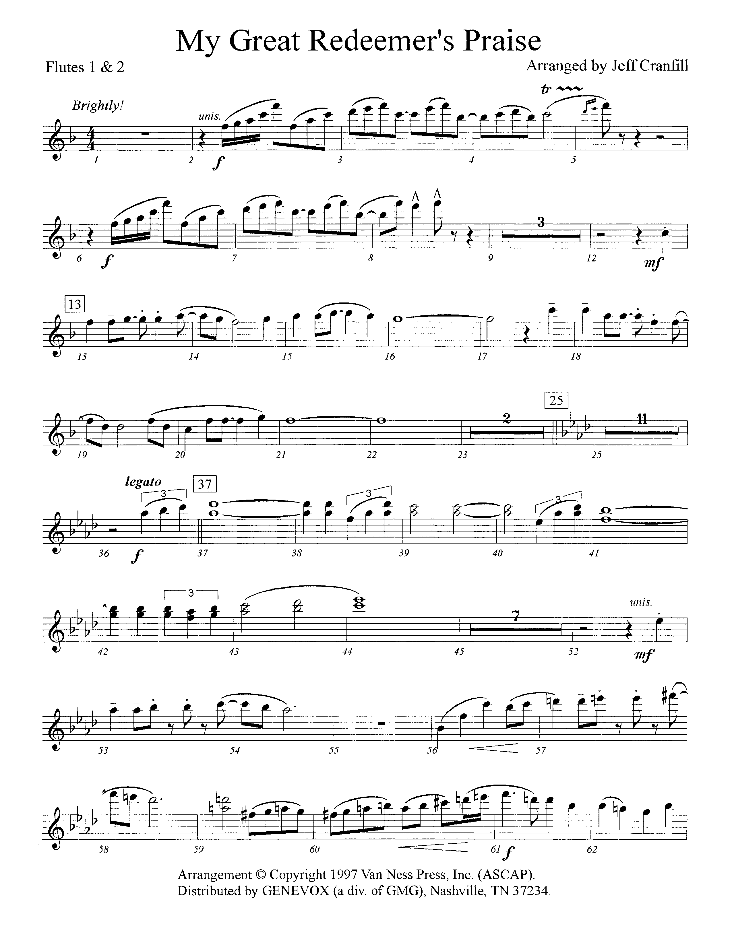 My Great Redeemer's Praise (Instrumental) Flute 1/2 (Lifeway Worship / Arr. Jeff Cranfill)