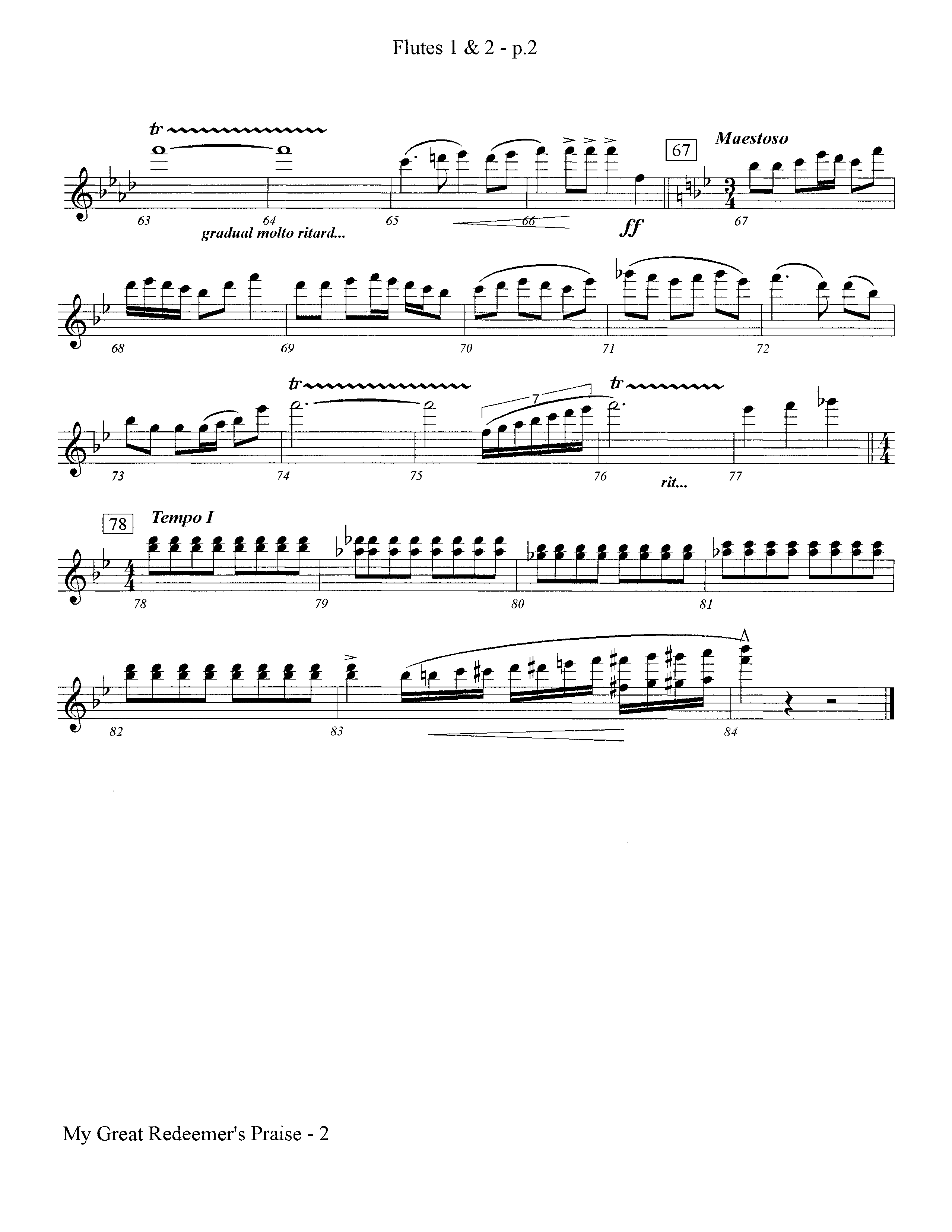 My Great Redeemer's Praise (Instrumental) Flute 1/2 (Lifeway Worship / Arr. Jeff Cranfill)