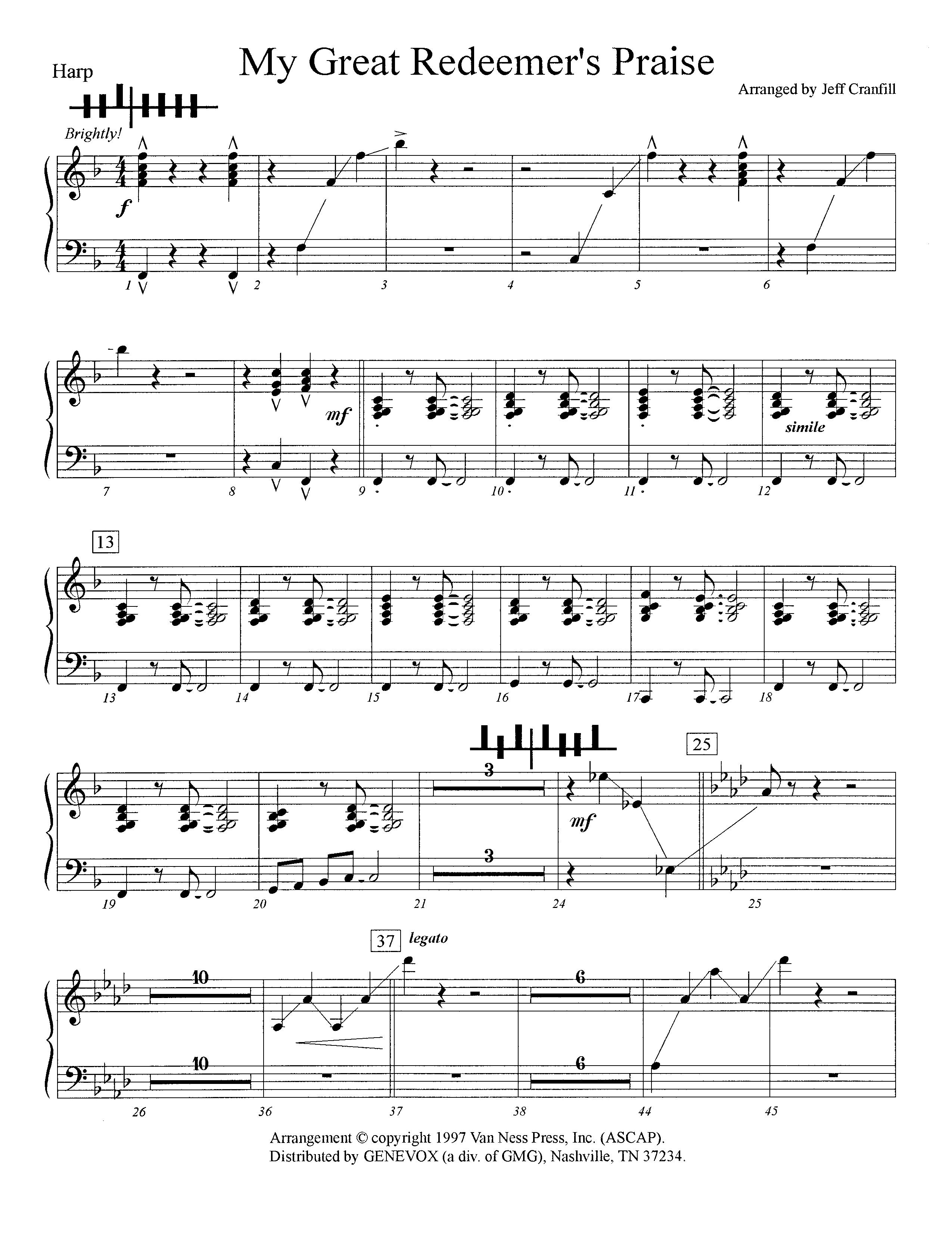 My Great Redeemer's Praise (Instrumental) Harp (Lifeway Worship / Arr. Jeff Cranfill)