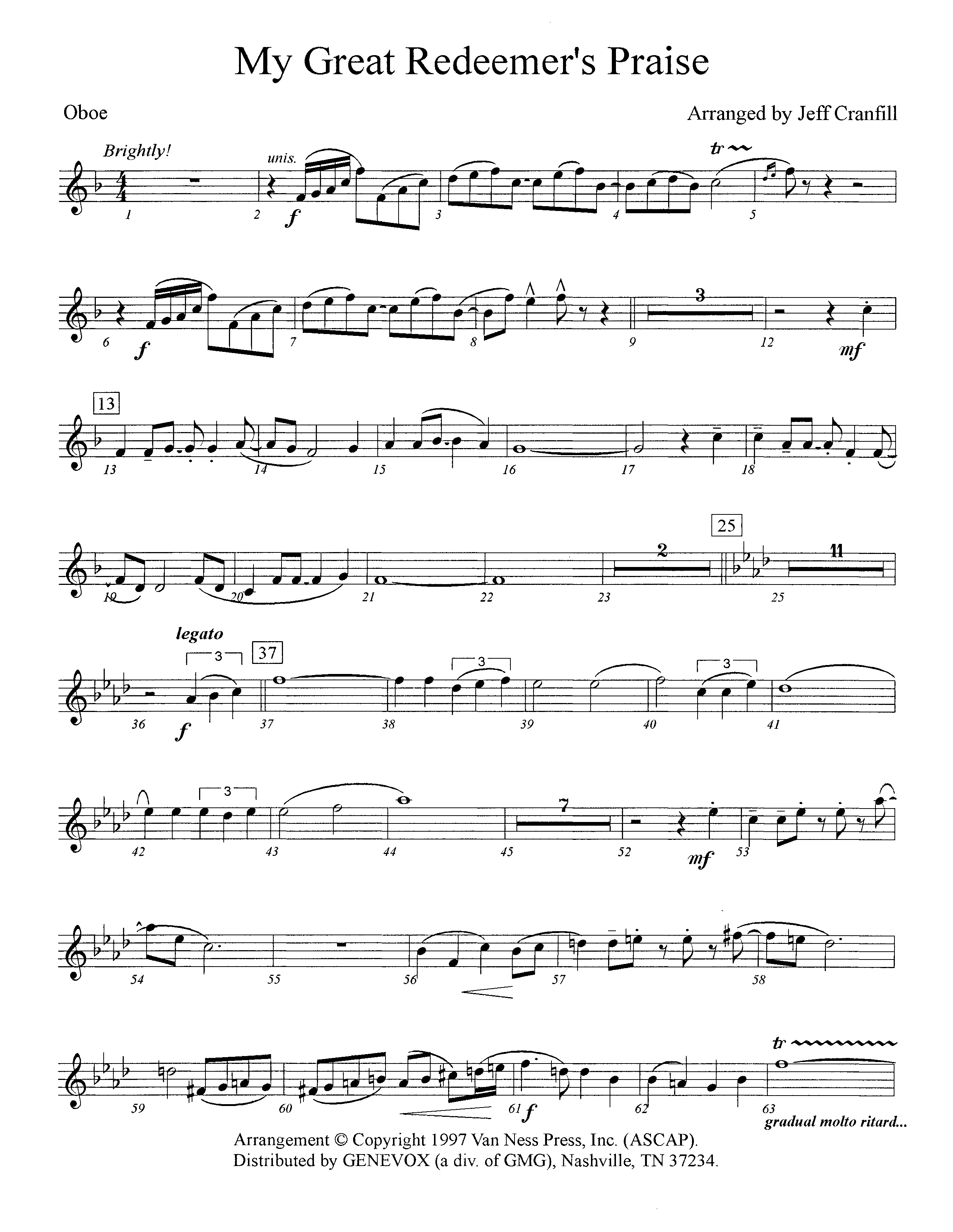 My Great Redeemer's Praise (Instrumental) Oboe (Lifeway Worship / Arr. Jeff Cranfill)